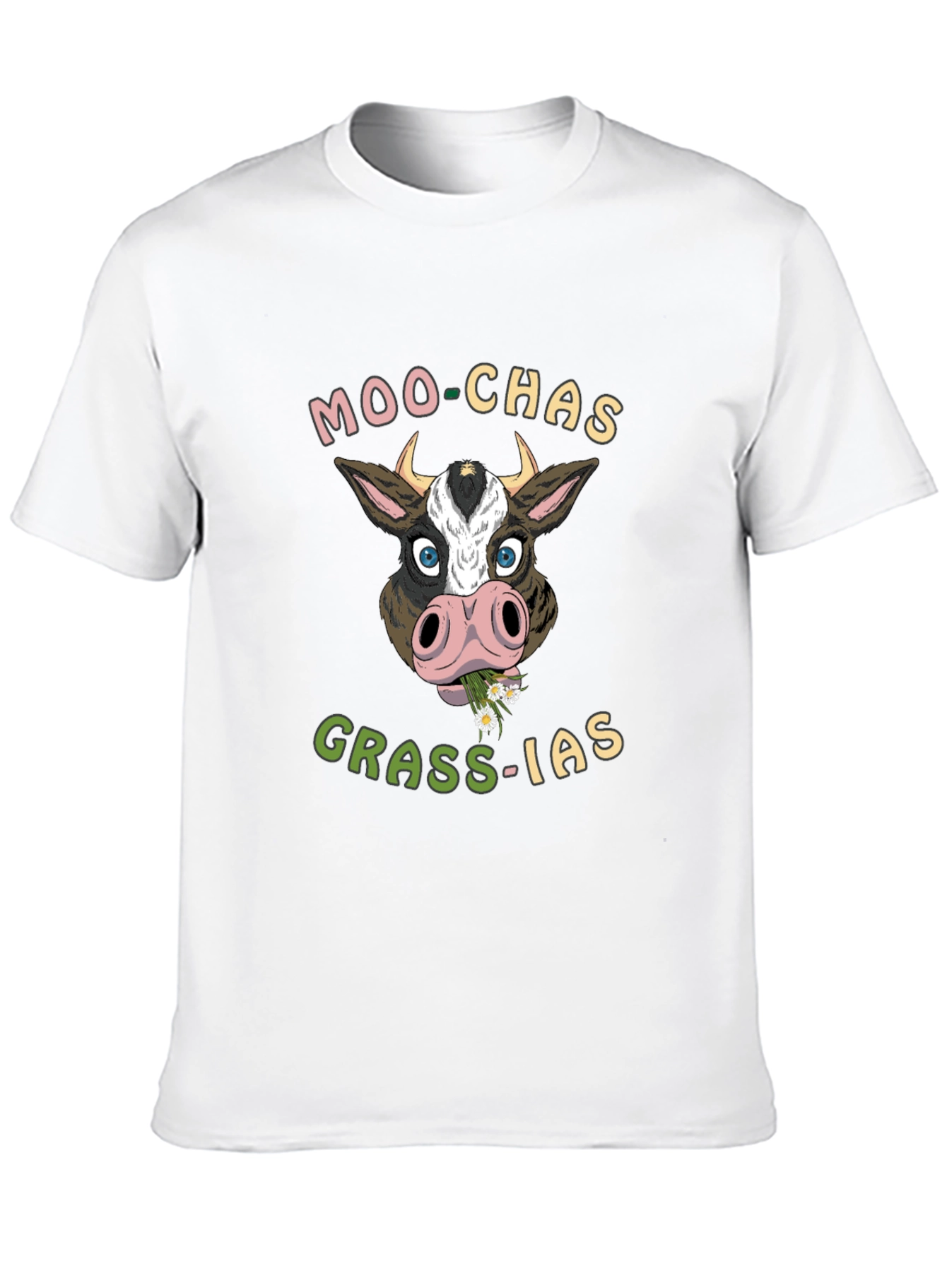 Moo-chas Grass-ias Cow Graphic T-Shirt