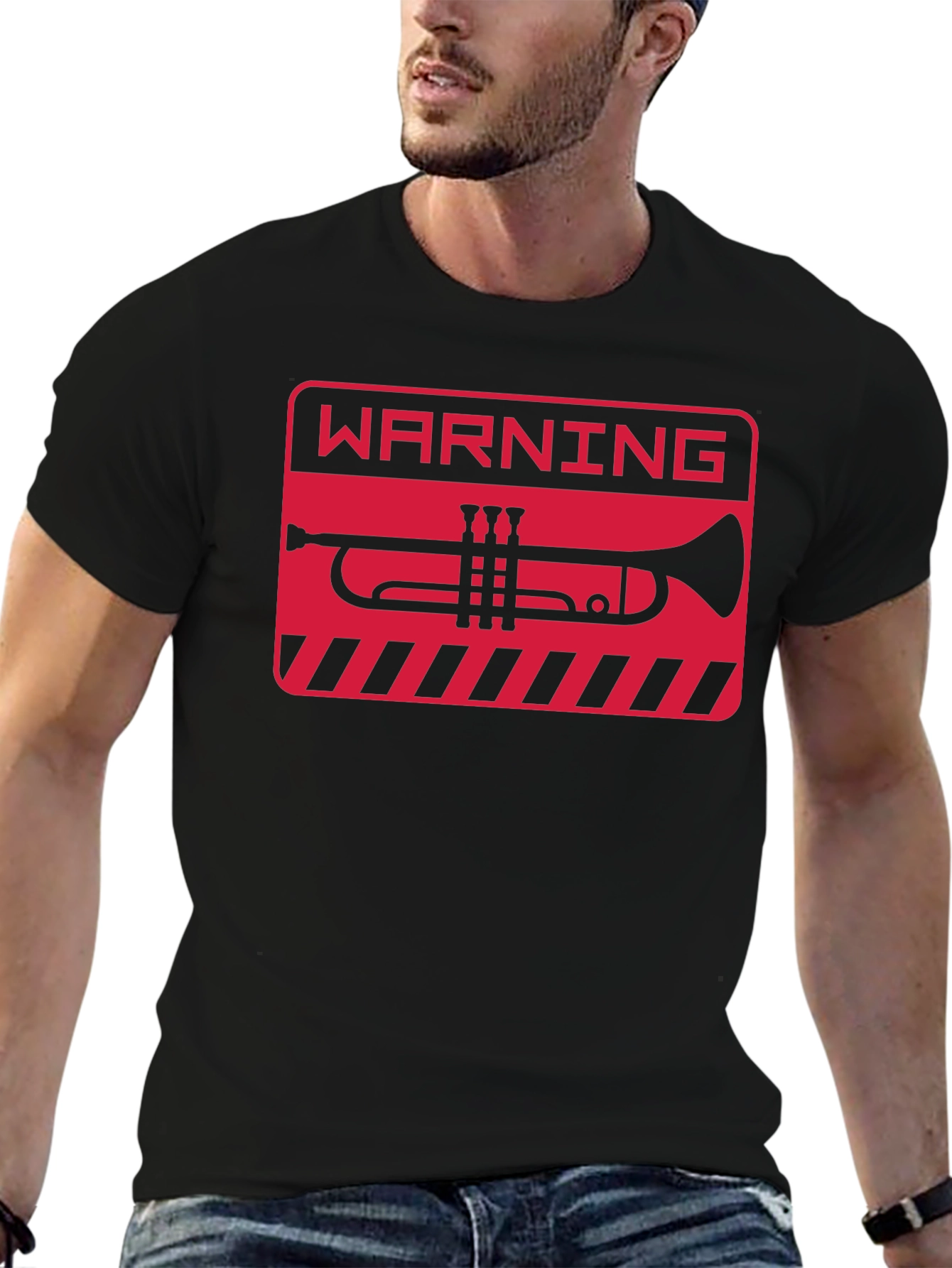 Warning Trumpet T-Shirt - Black Graphic Tee