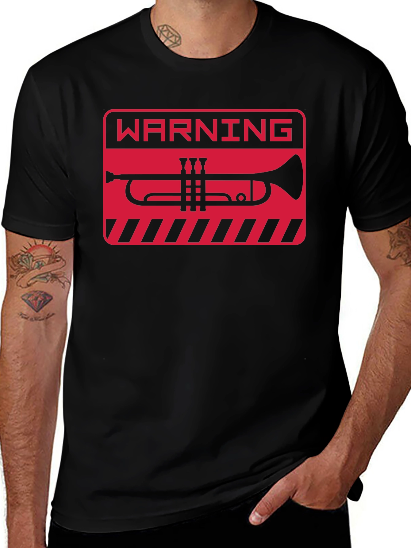 Warning Trumpet T-Shirt - Black Graphic Tee