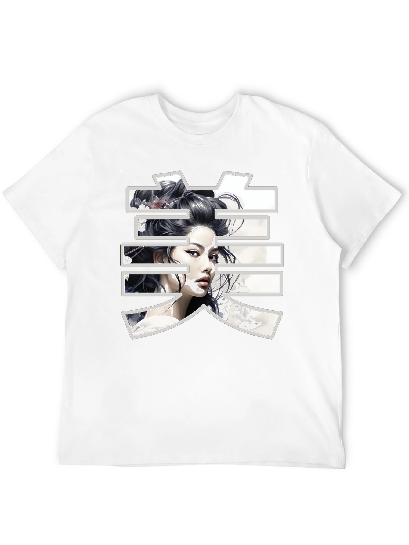 Japanese Beauty Art Black T-Shirt