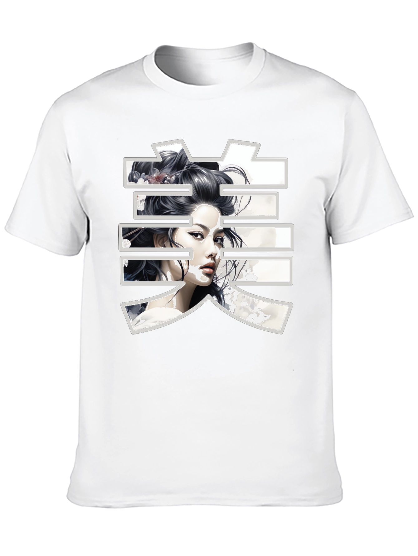 Japanese Beauty Art Black T-Shirt
