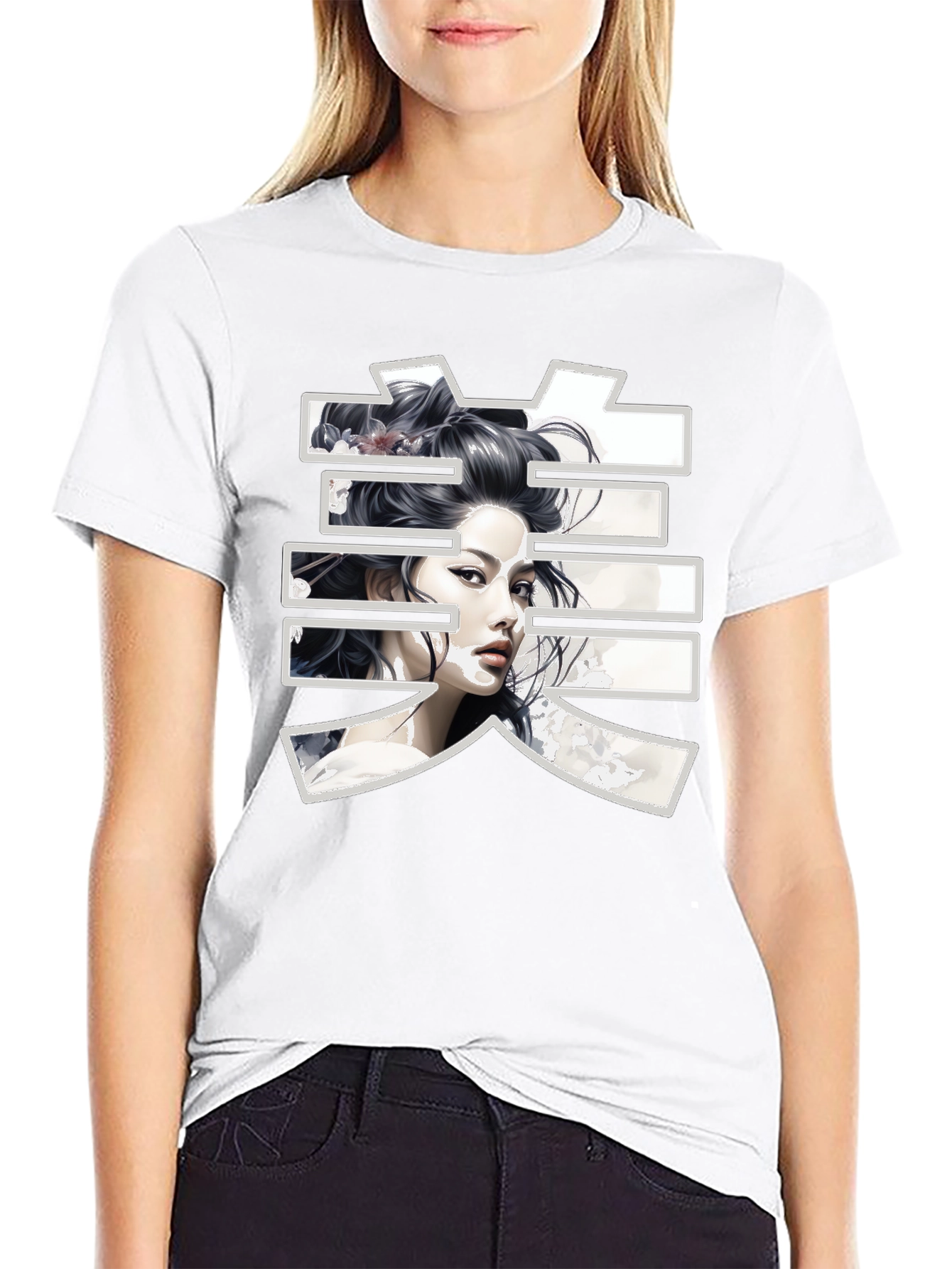 Japanese Beauty Art Black T-Shirt