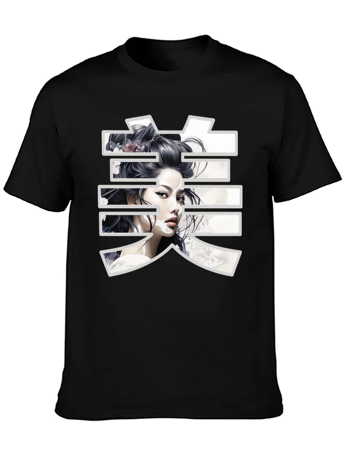 Japanese Beauty Art Black T-Shirt