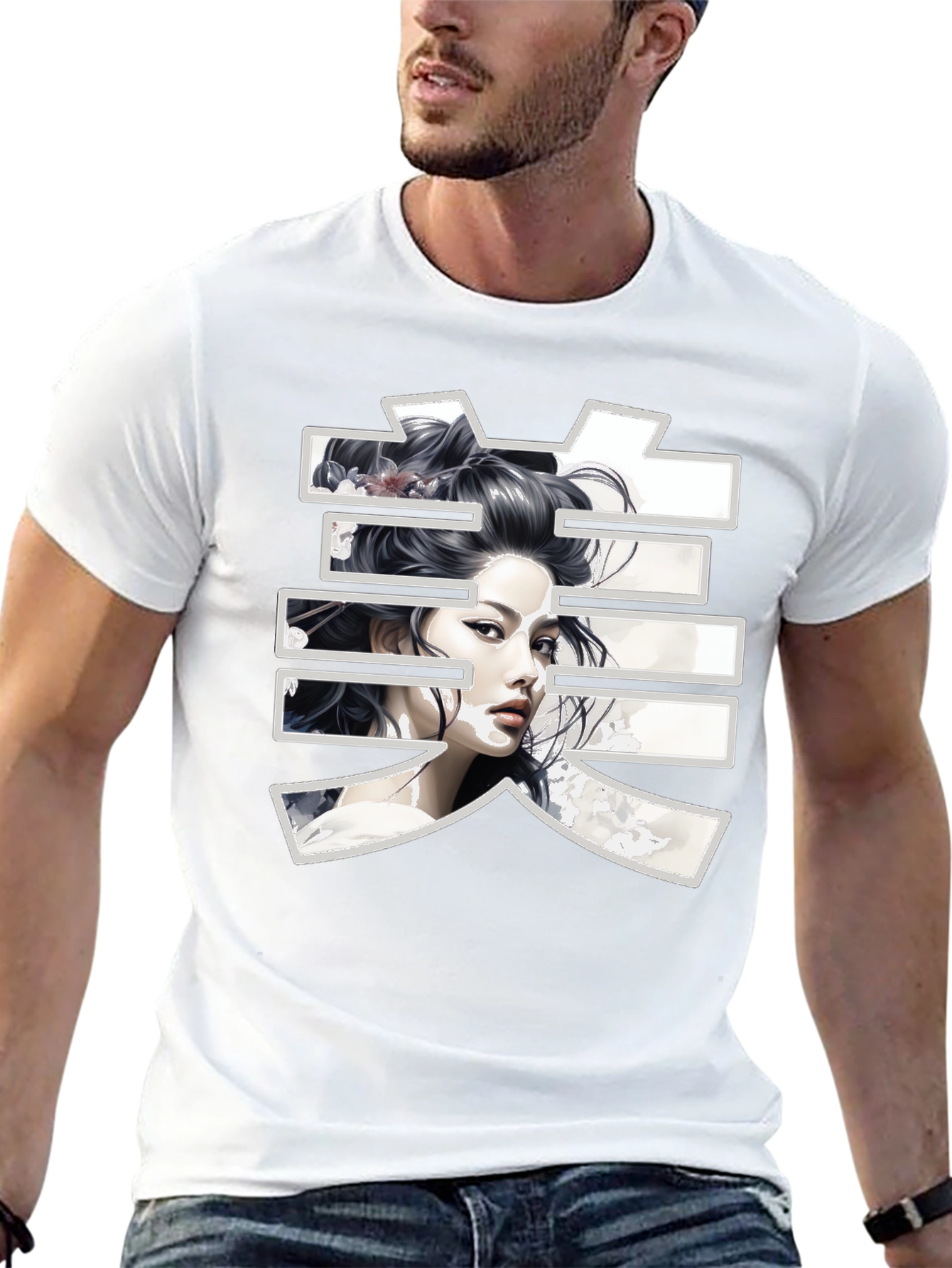 Japanese Beauty Art Black T-Shirt
