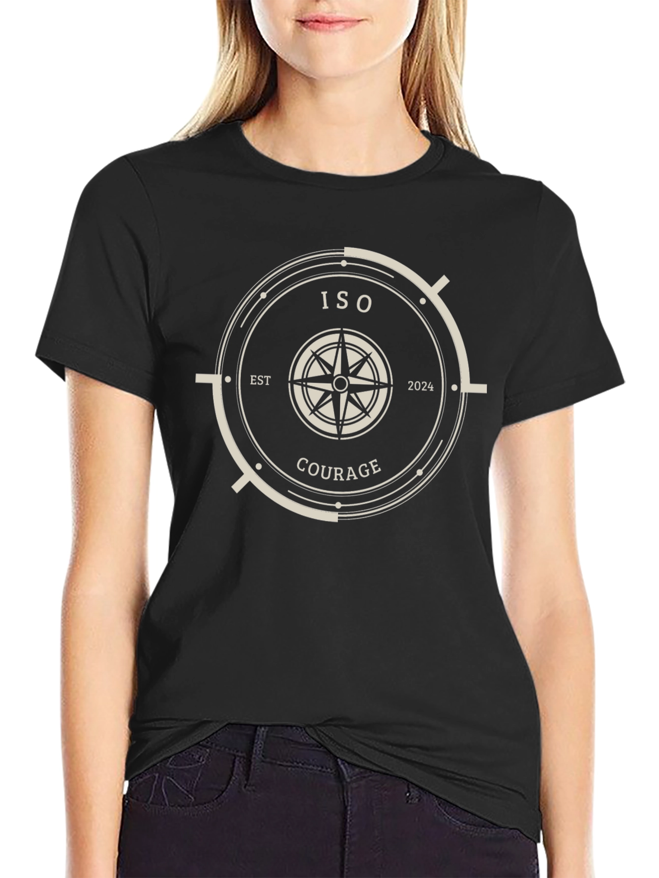 ISO Courage Compass Graphic Tee - Black