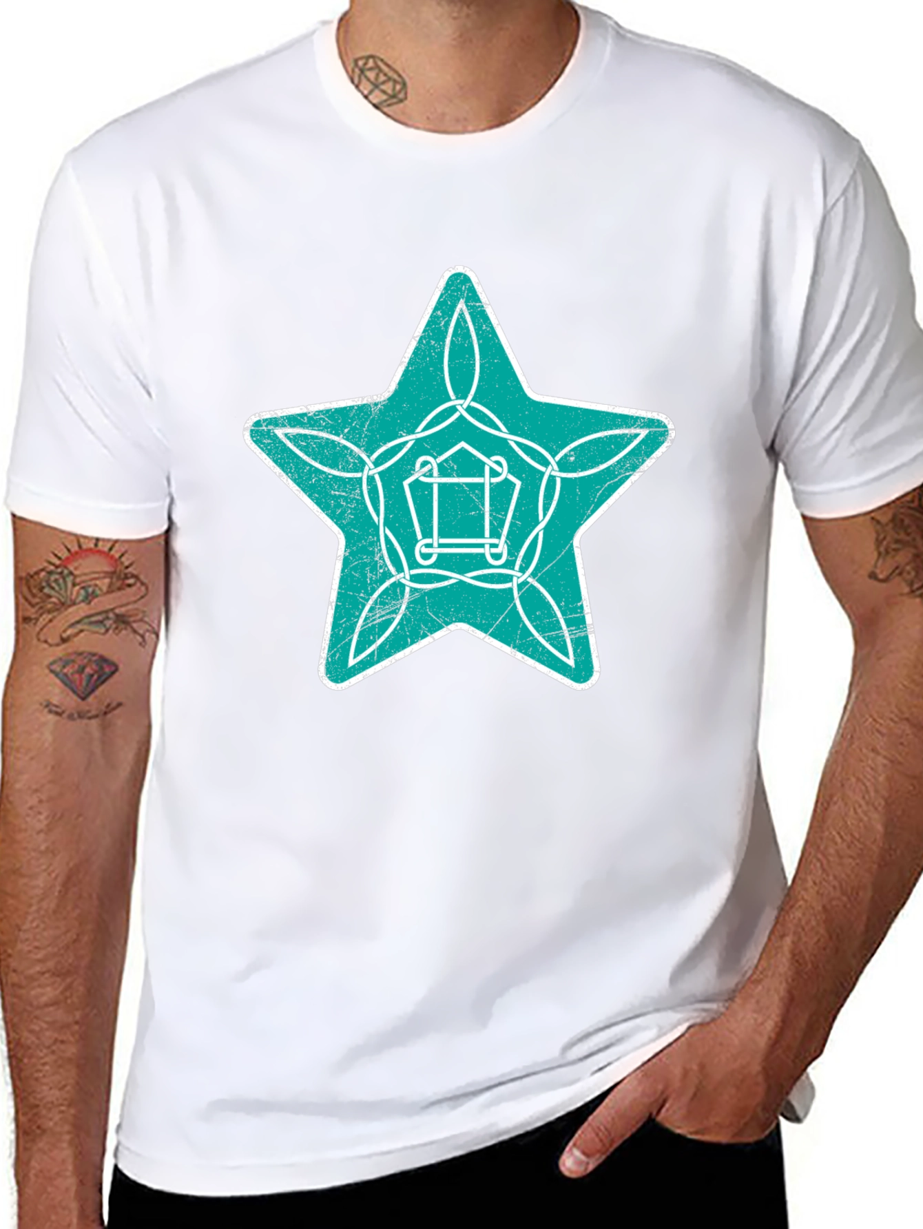 Star Graphic Print Mens Black T-Shirt