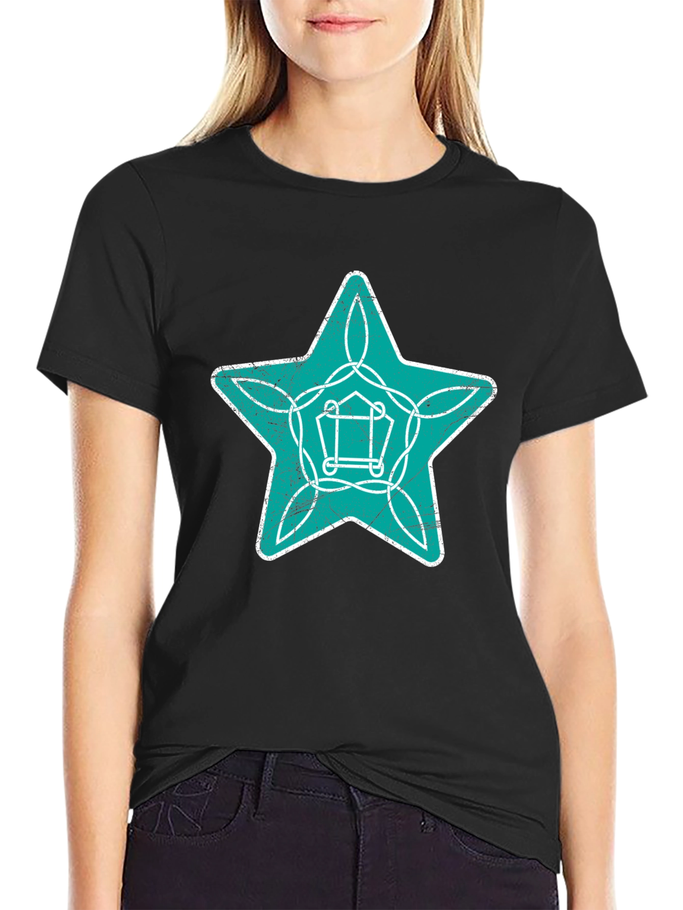 Star Graphic Print Mens Black T-Shirt