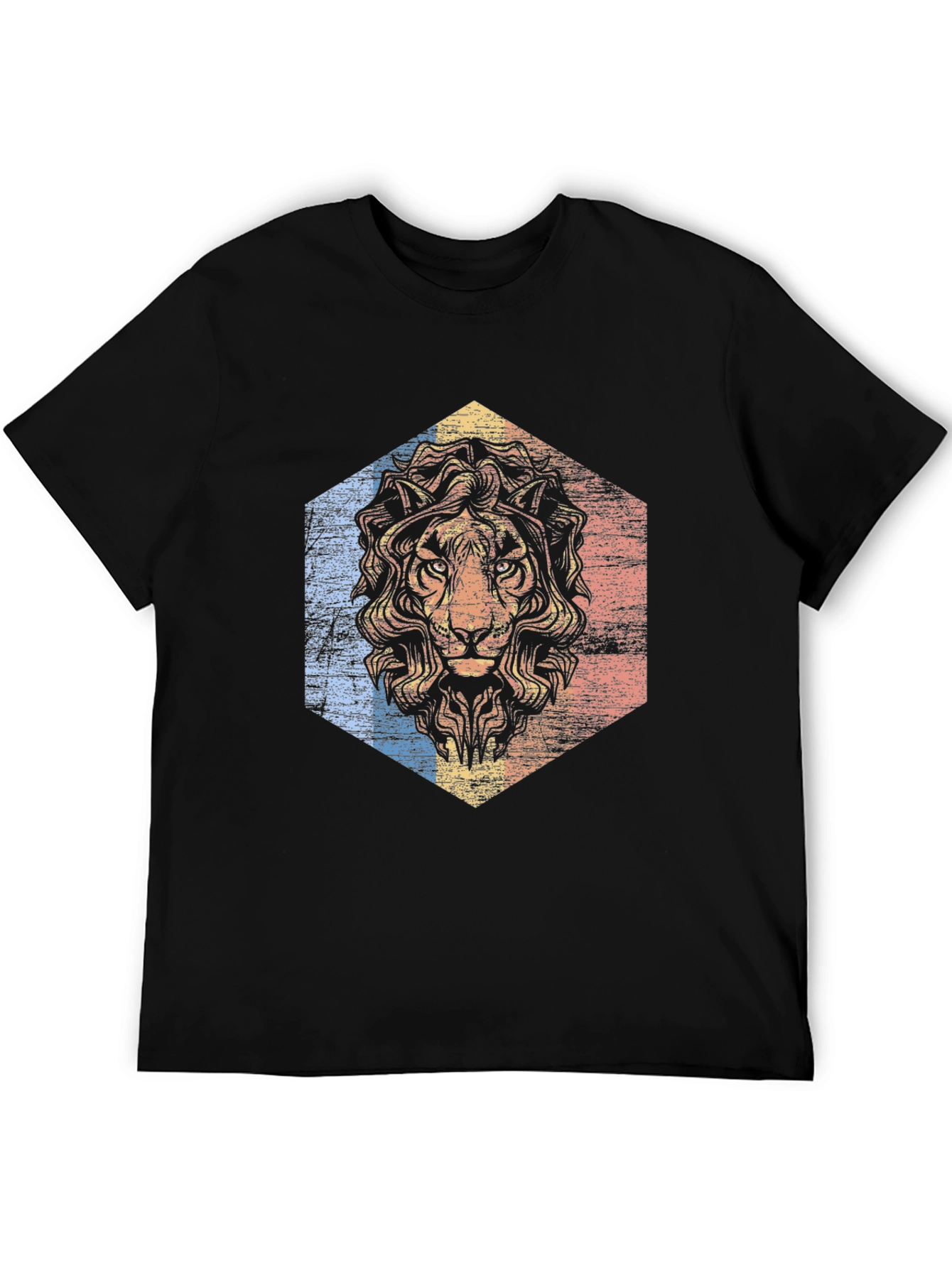 Lion Graphic Tee - Retro Style Black T-Shirt