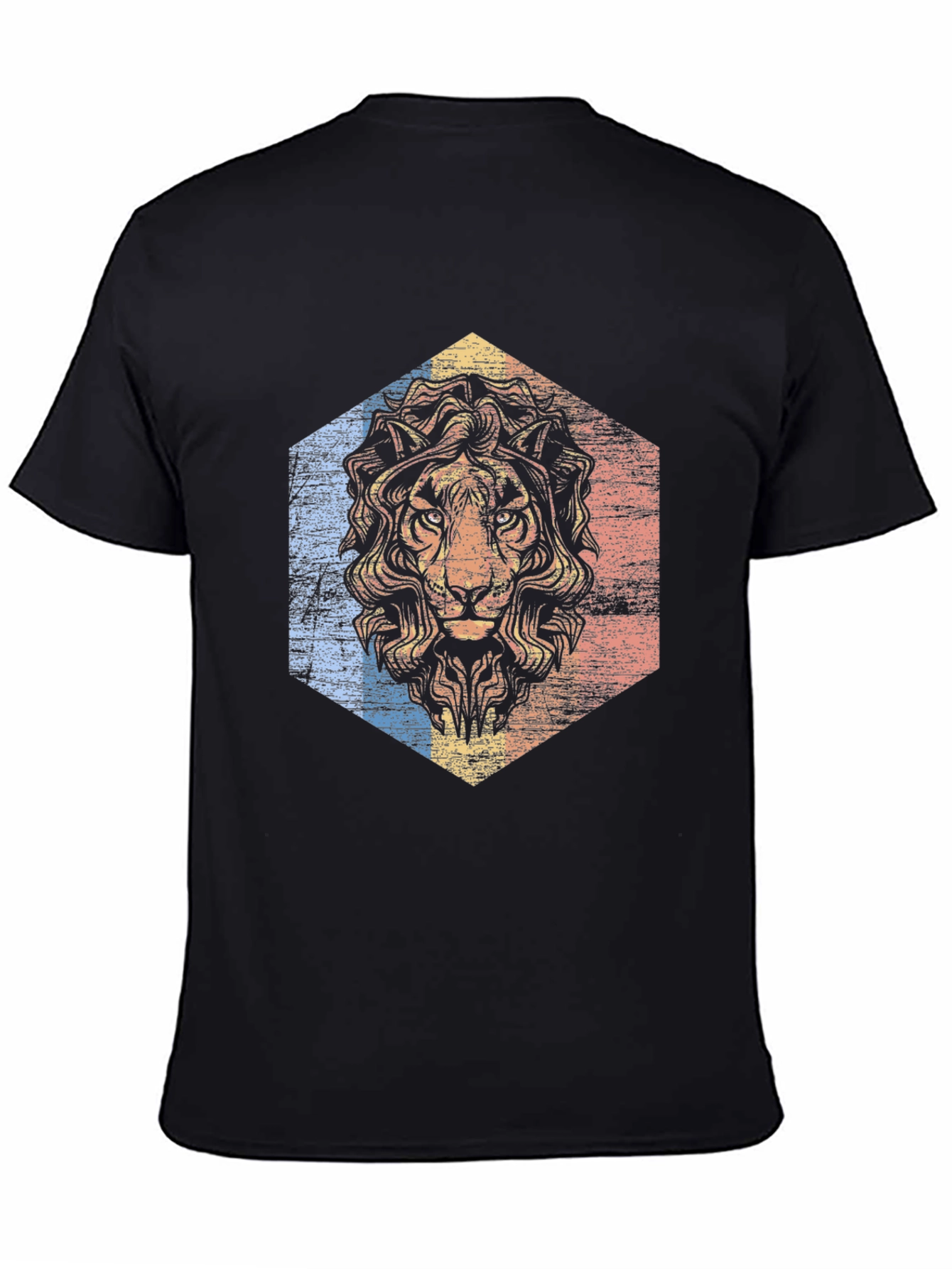 Lion Graphic Tee - Retro Style Black T-Shirt