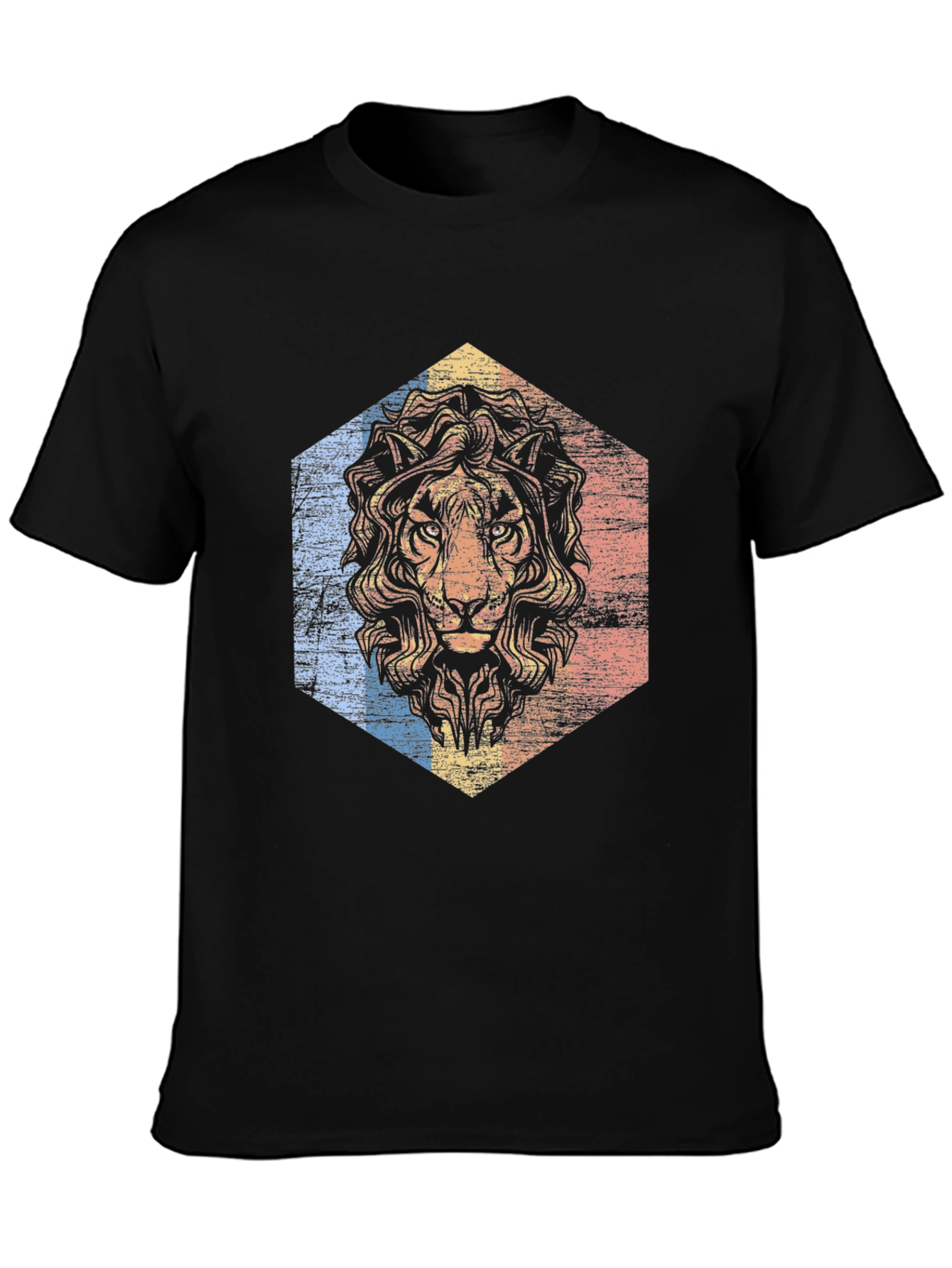 Lion Graphic Tee - Retro Style Black T-Shirt