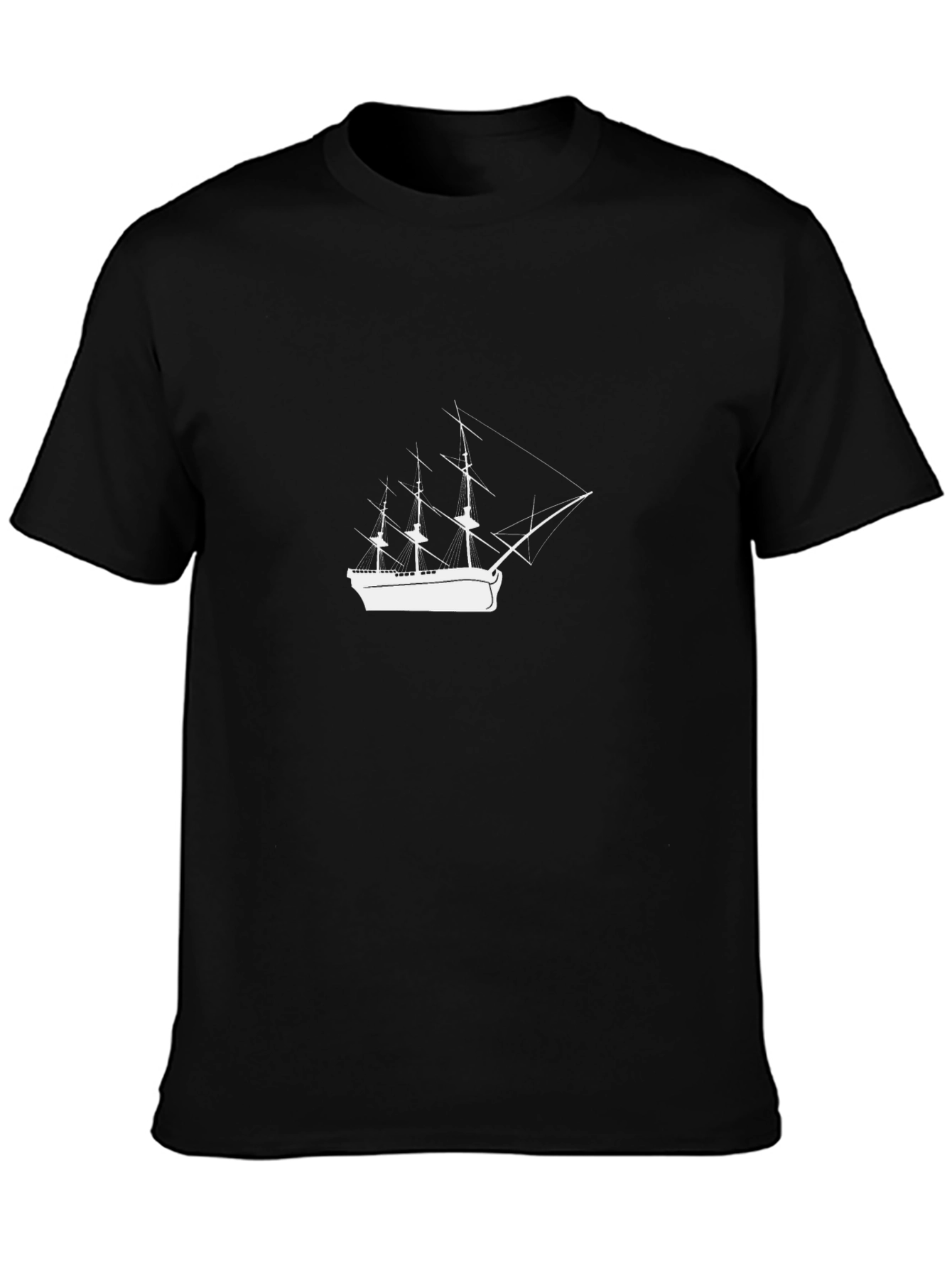 Mens Black T-Shirt with White Sailboat Graphic