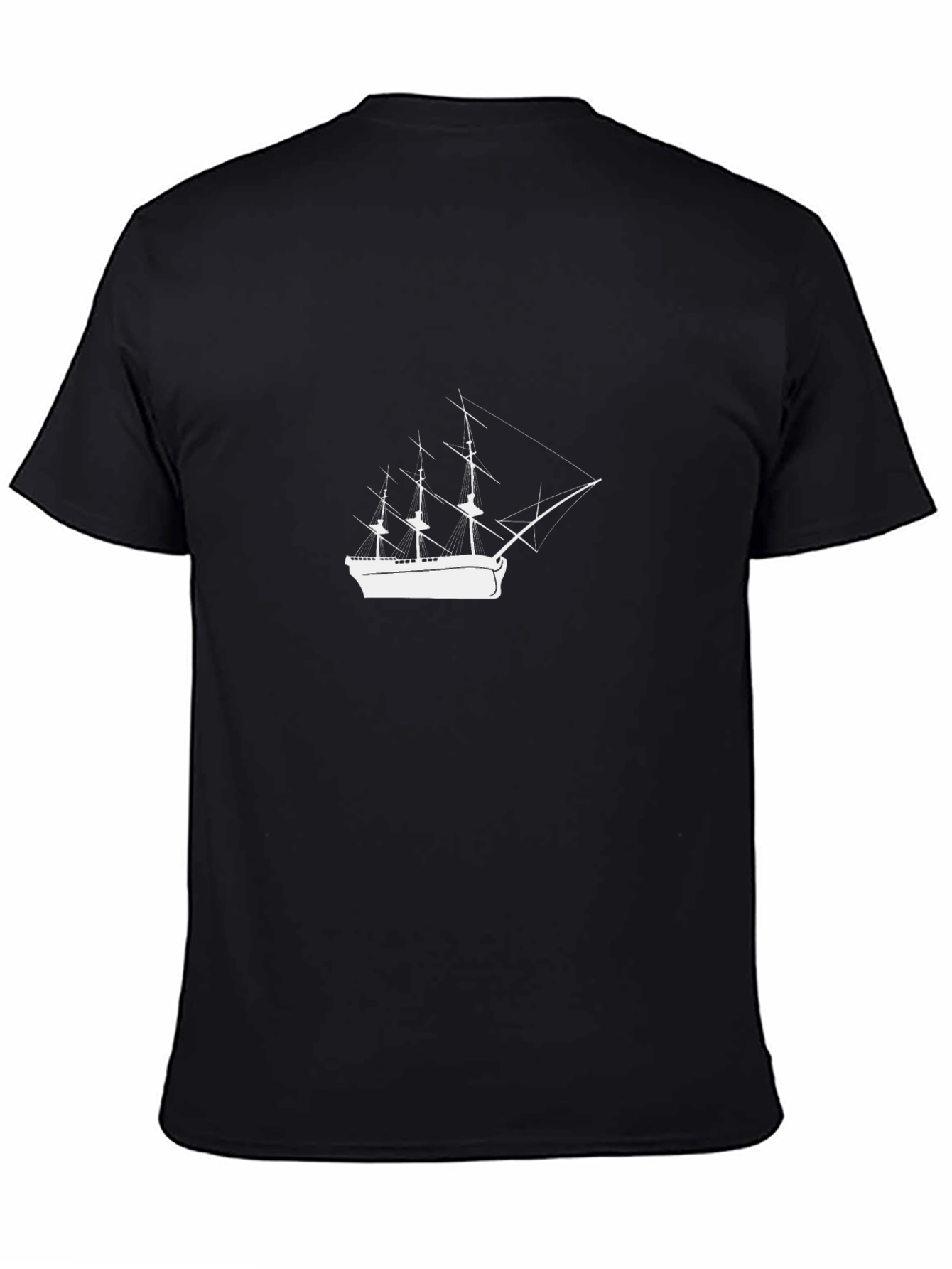 Mens Black T-Shirt with White Sailboat Graphic