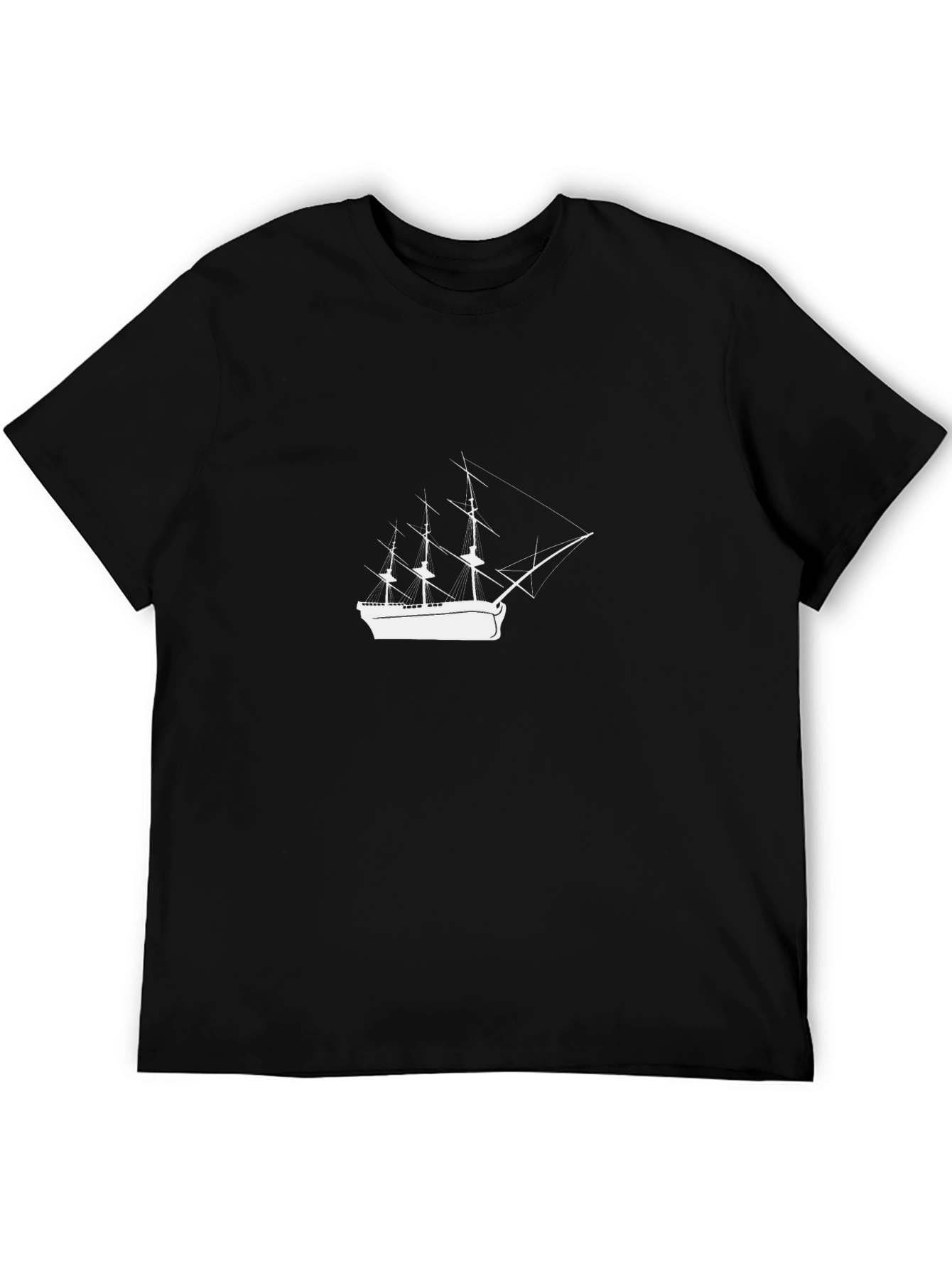 Mens Black T-Shirt with White Sailboat Graphic