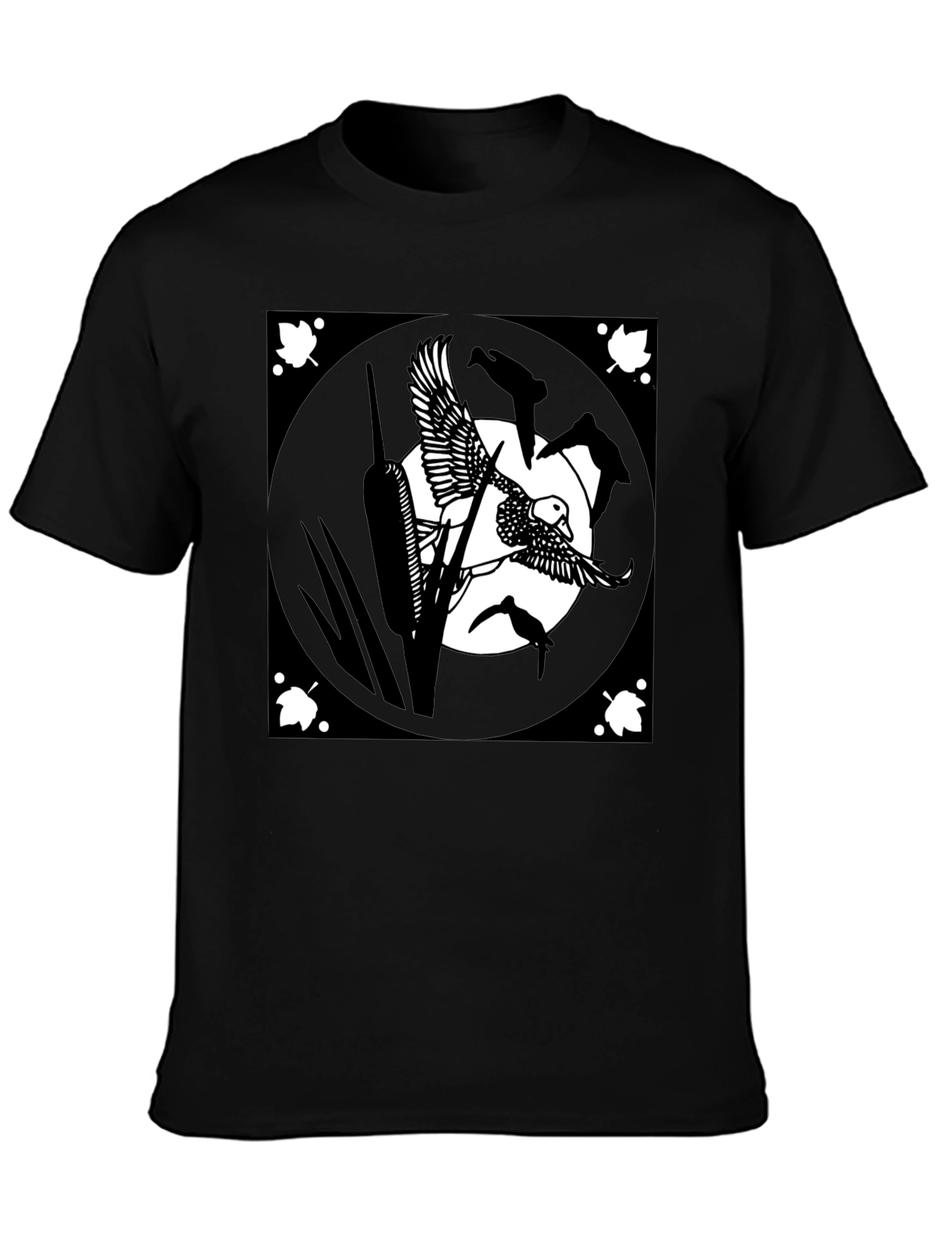 Black T-Shirt with Duck Art Design