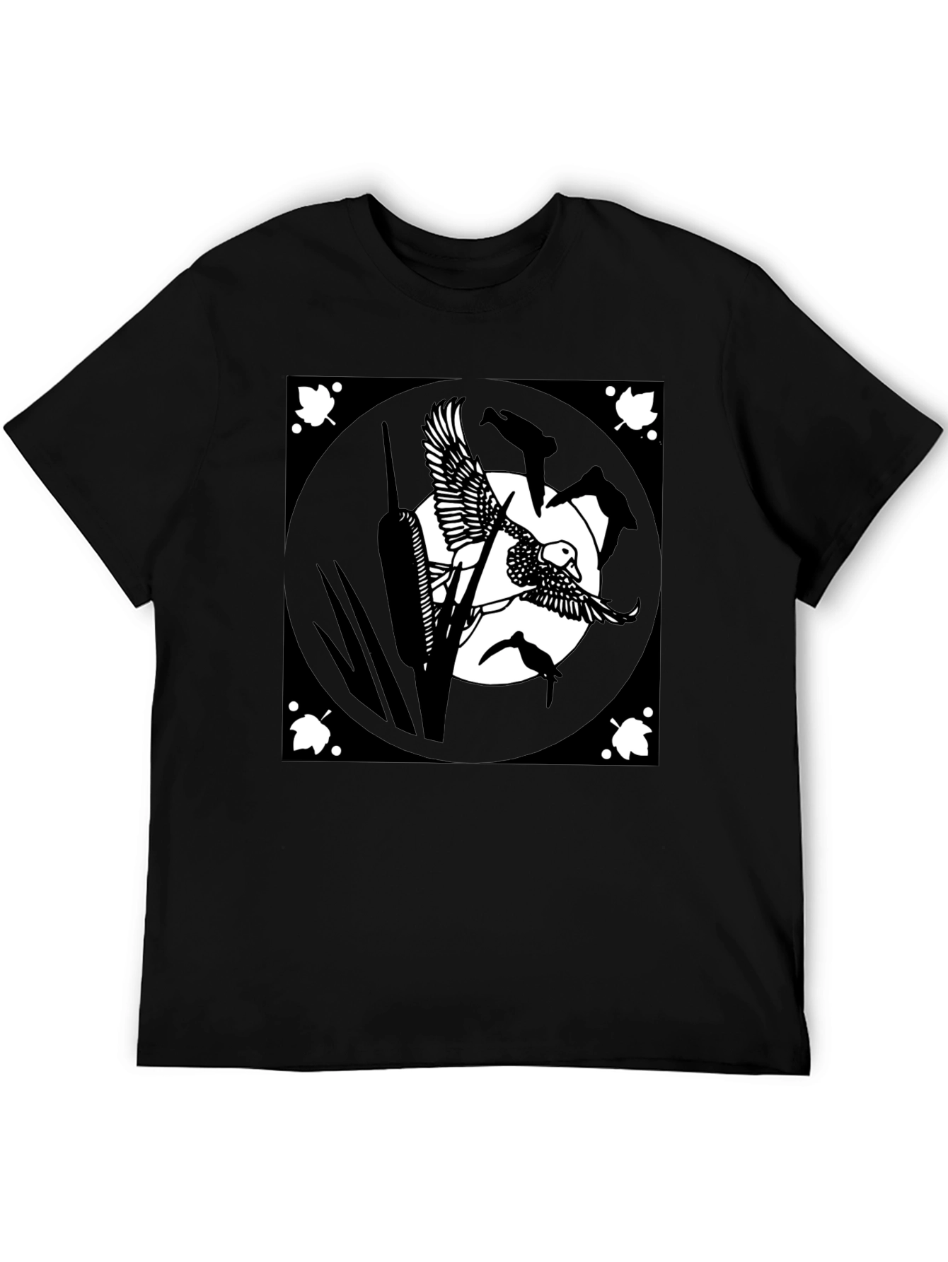 Black T-Shirt with Duck Art Design