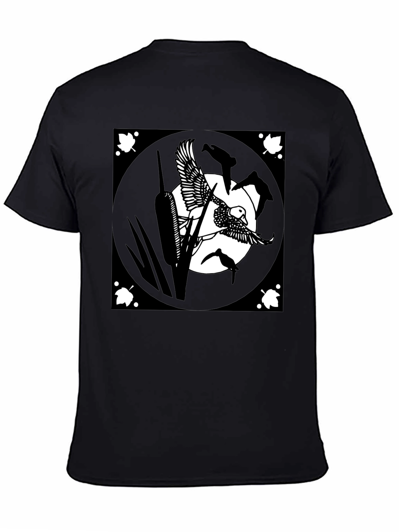 Black T-Shirt with Duck Art Design