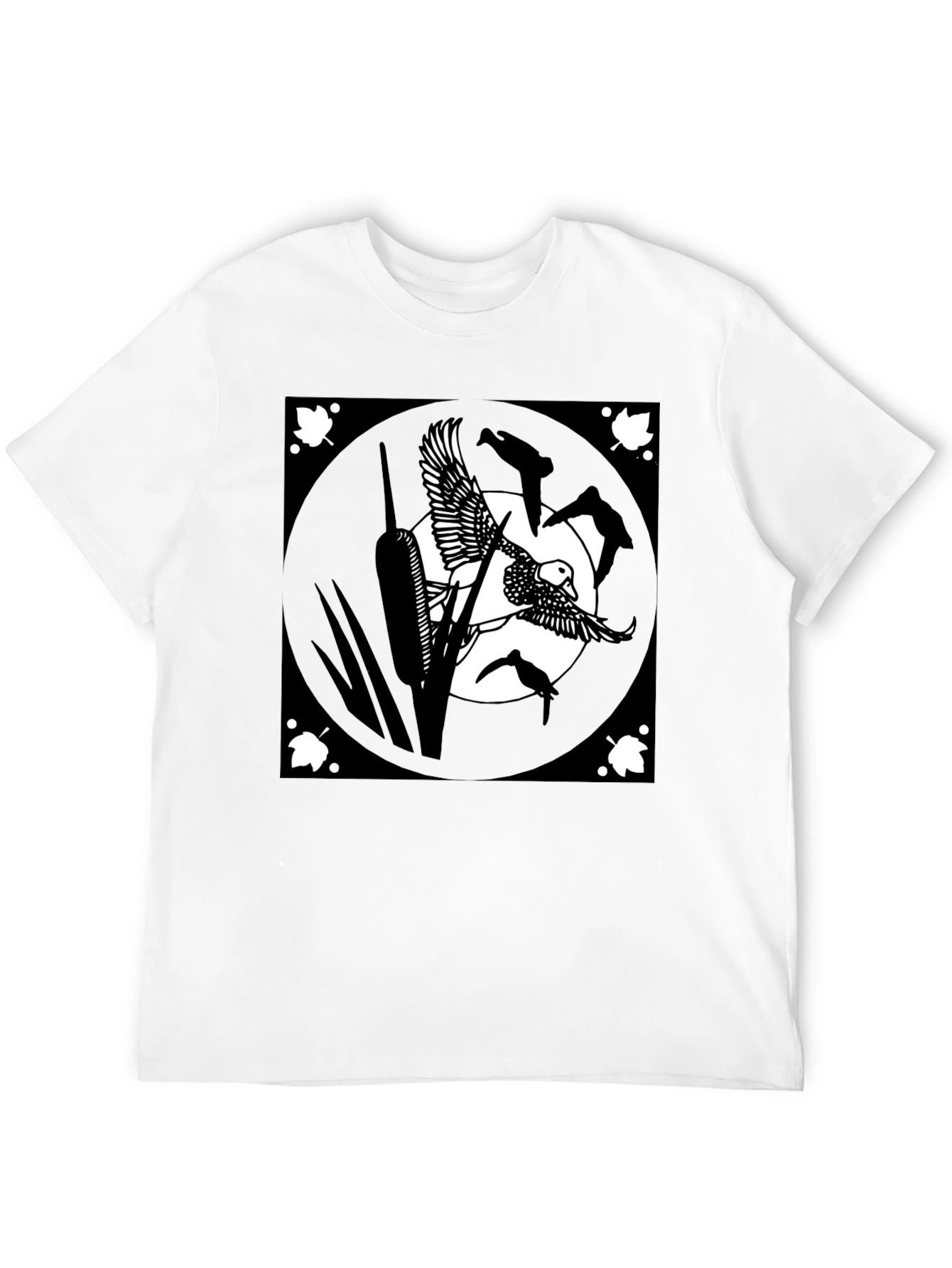 Black T-Shirt with Duck Art Design
