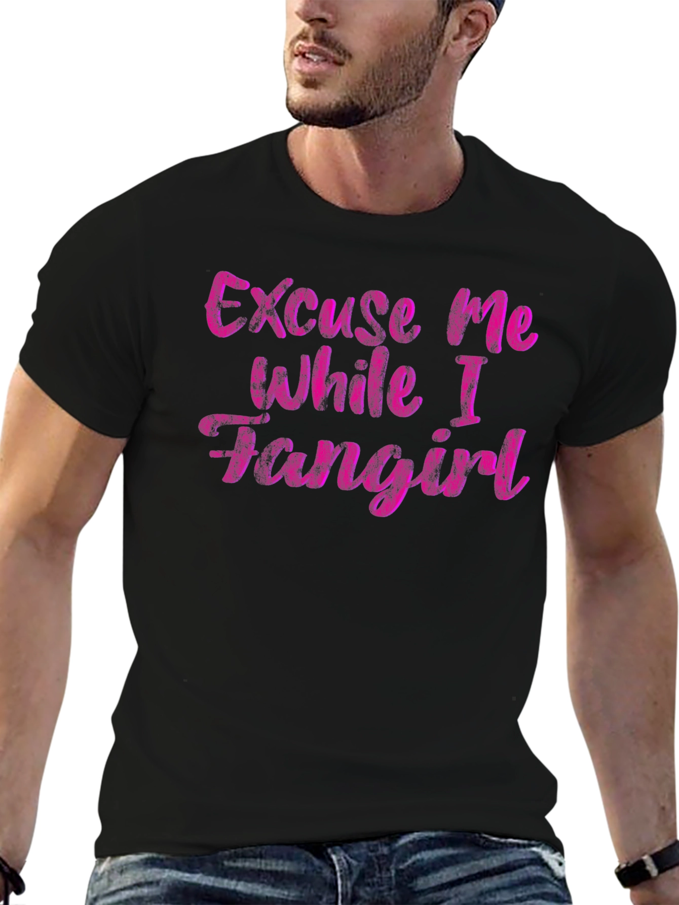 Excuse Me While I Fangirl Black T-Shirt