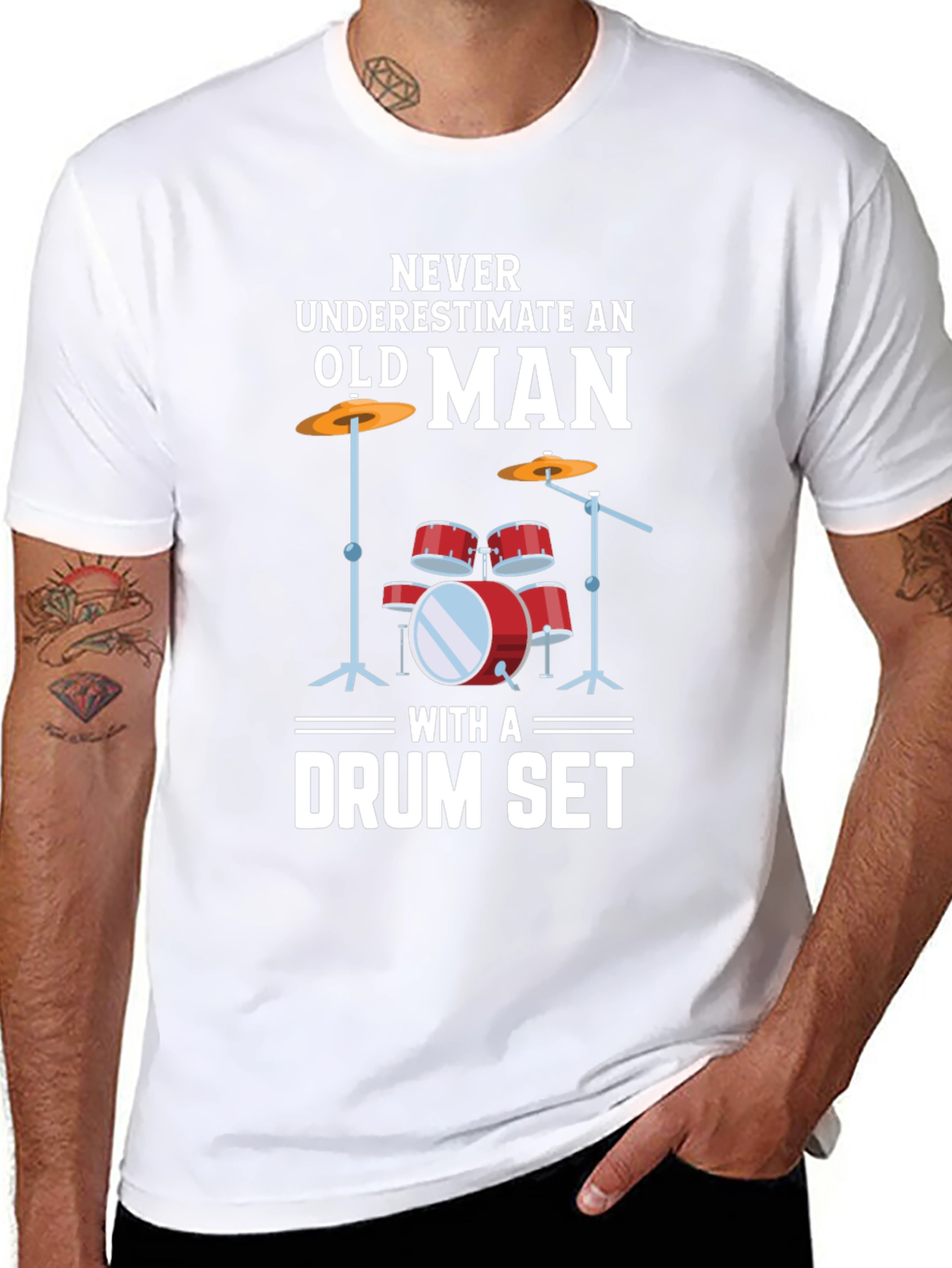 Never Underestimate Old Man Drummer T-Shirt