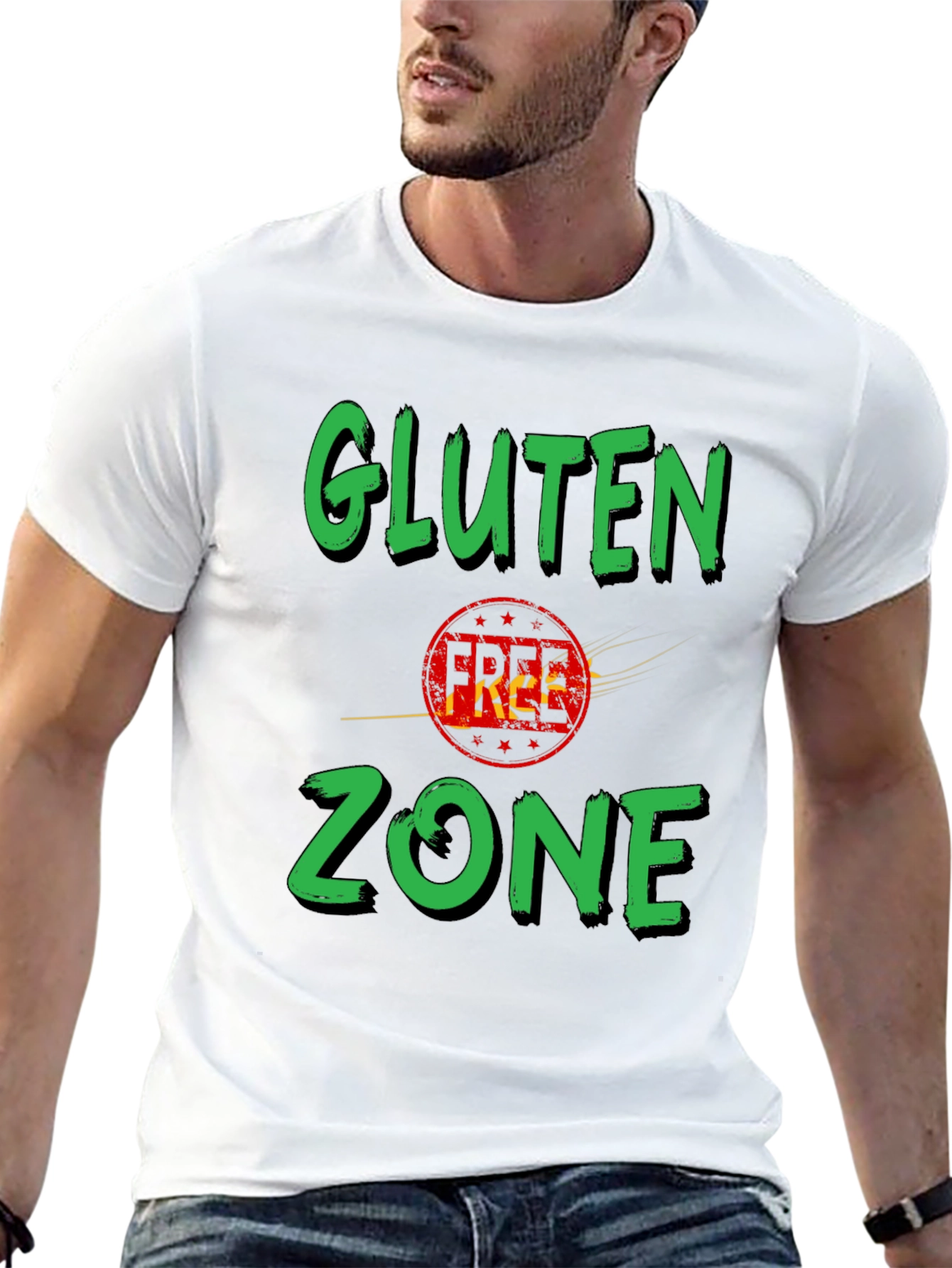 Gluten Zone Black Graphic Tee - Novelty T-Shirt