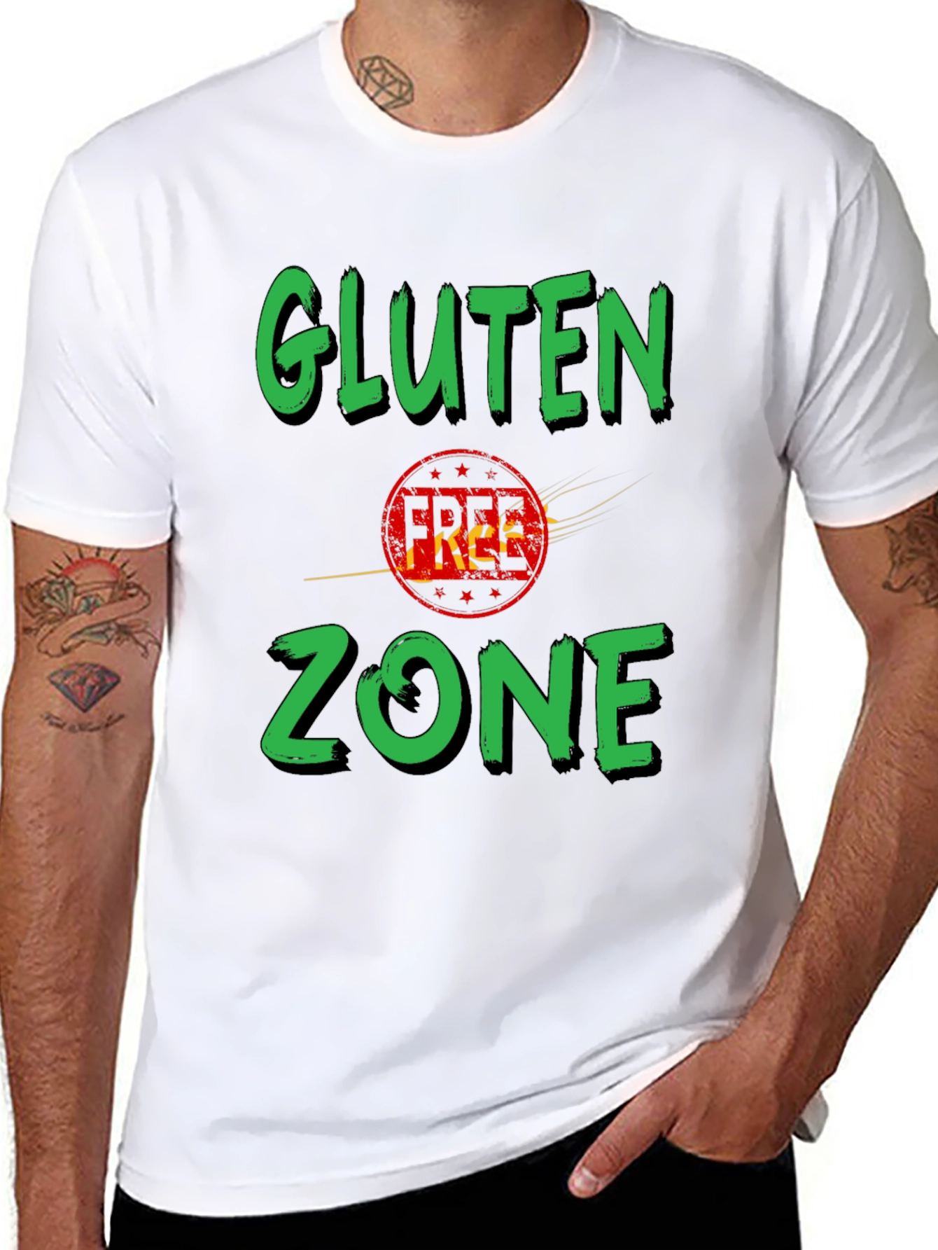 Gluten Zone Black Graphic Tee - Novelty T-Shirt