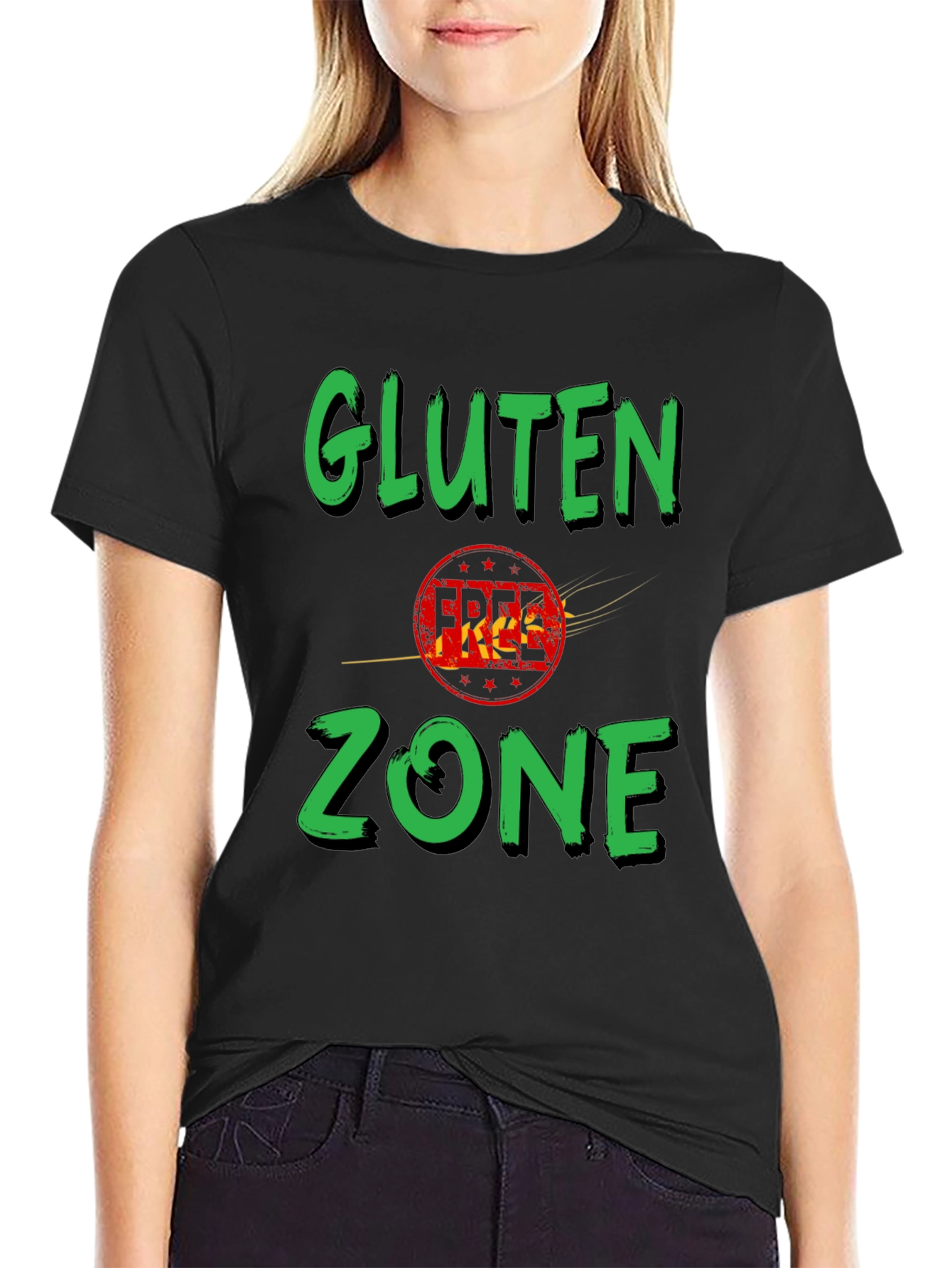 Gluten Zone Black Graphic Tee - Novelty T-Shirt