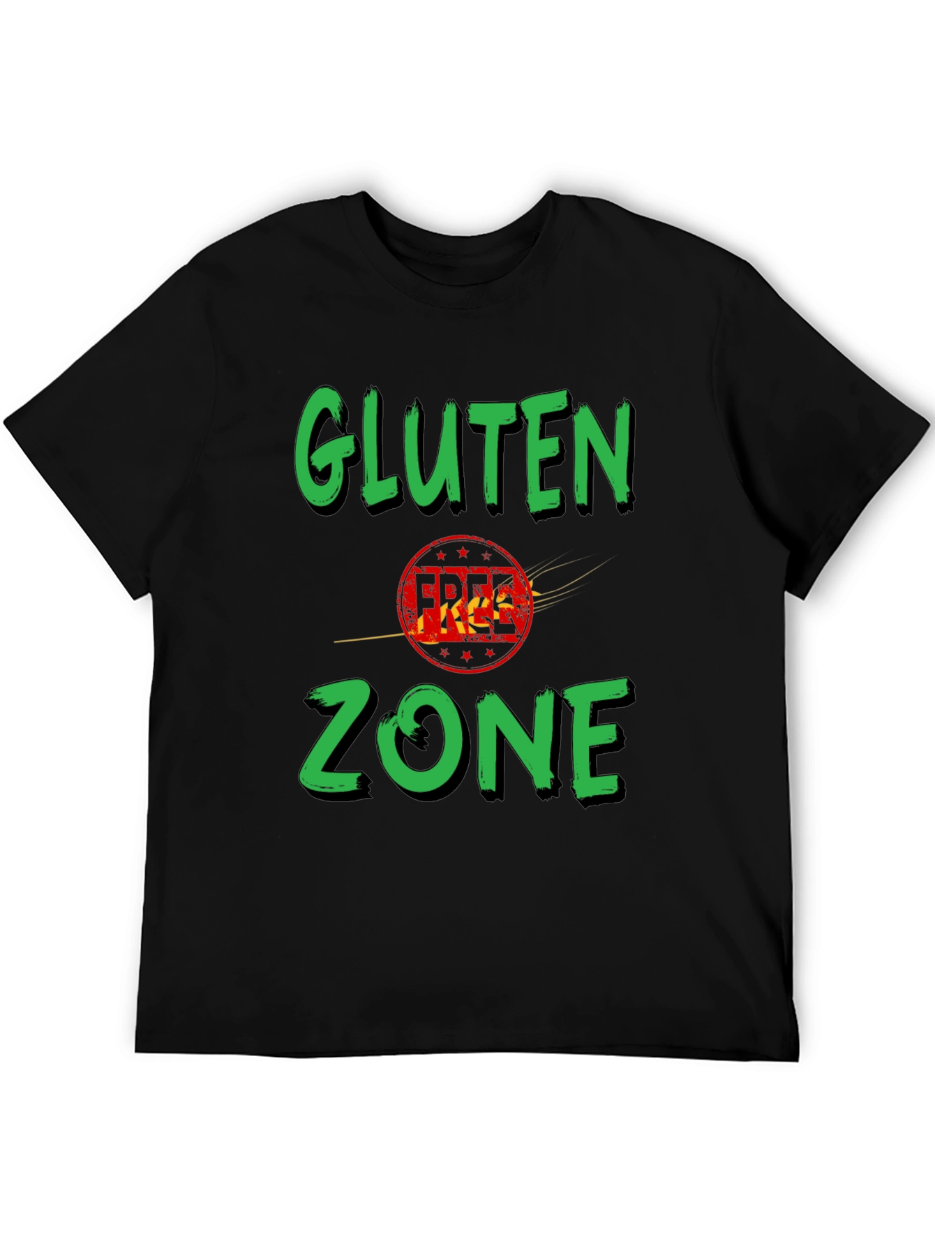 Gluten Zone Black Graphic Tee - Novelty T-Shirt