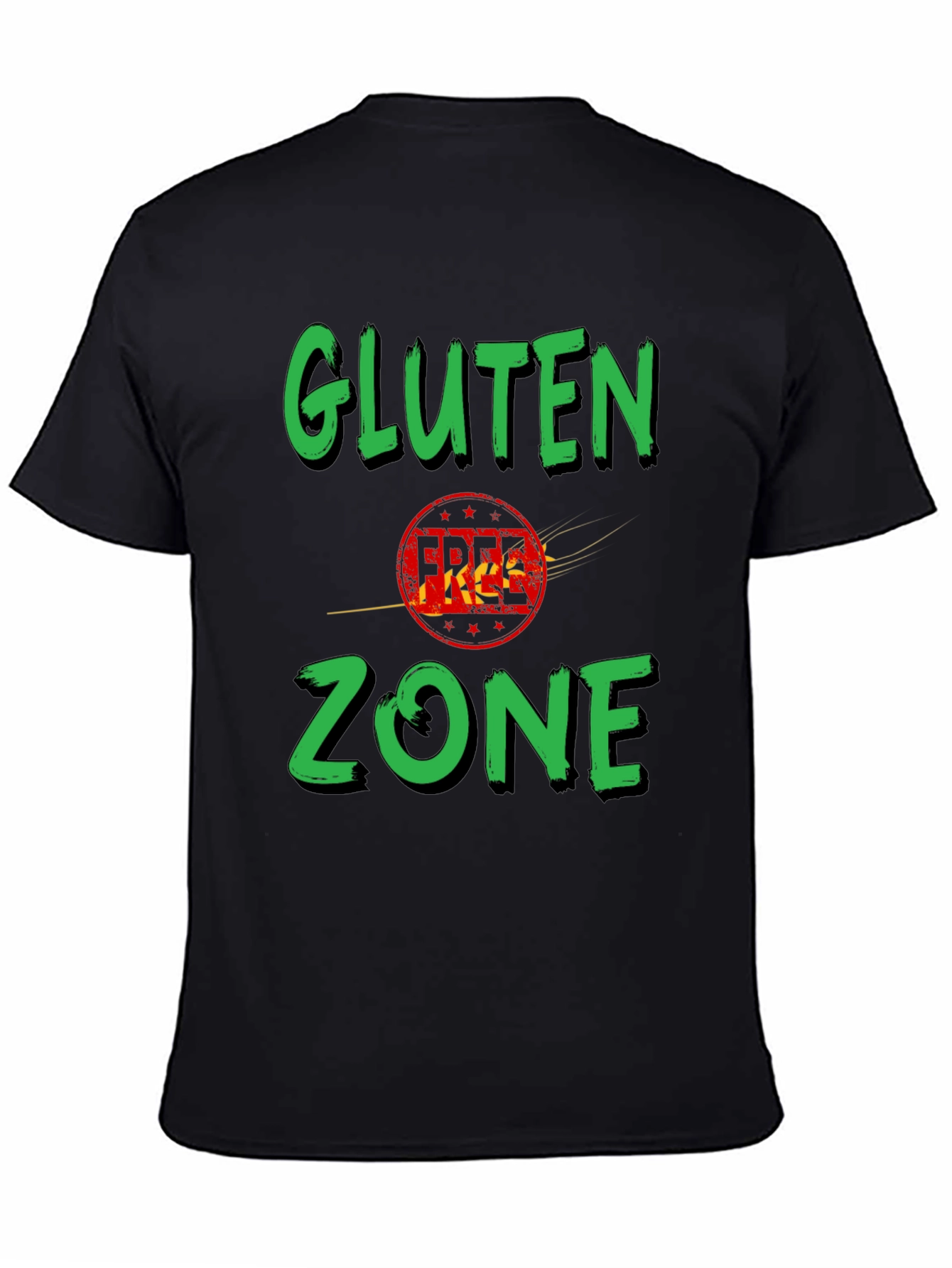 Gluten Zone Black Graphic Tee - Novelty T-Shirt