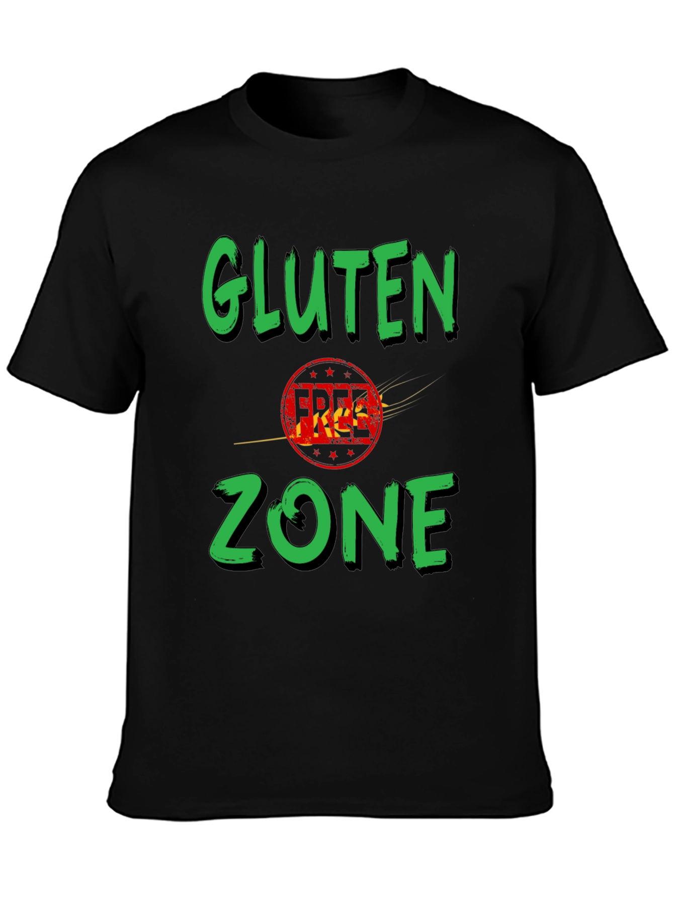 Gluten Zone Black Graphic Tee - Novelty T-Shirt
