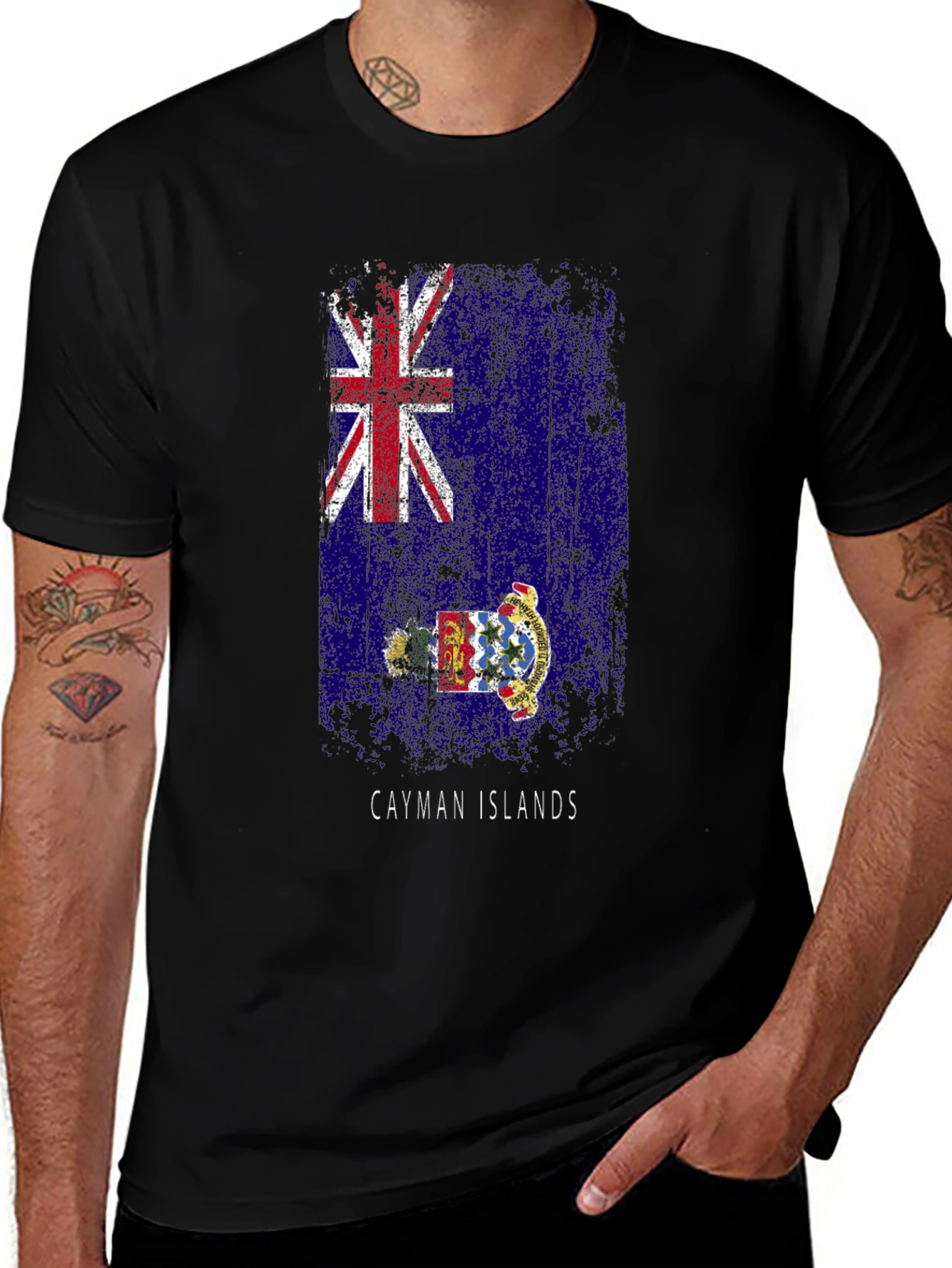 Cayman Islands Flag Graphic Mens T-Shirt