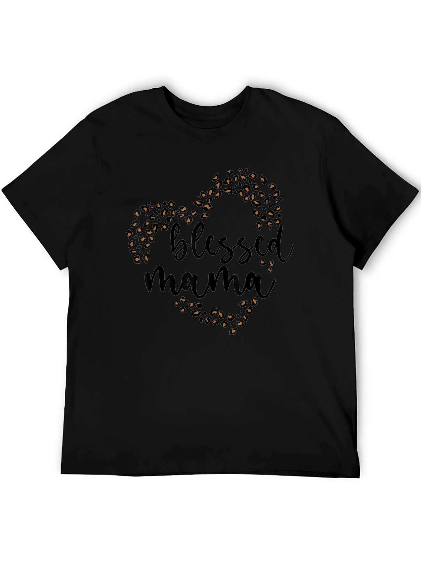 Blessed Mama Leopard Print Heart T-Shirt