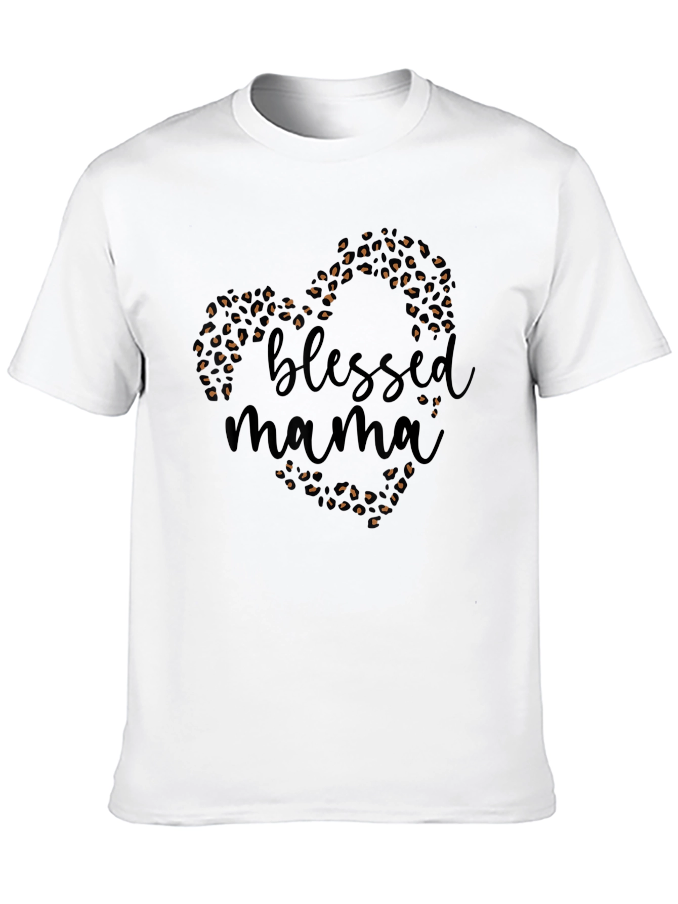 Blessed Mama Leopard Print Heart T-Shirt