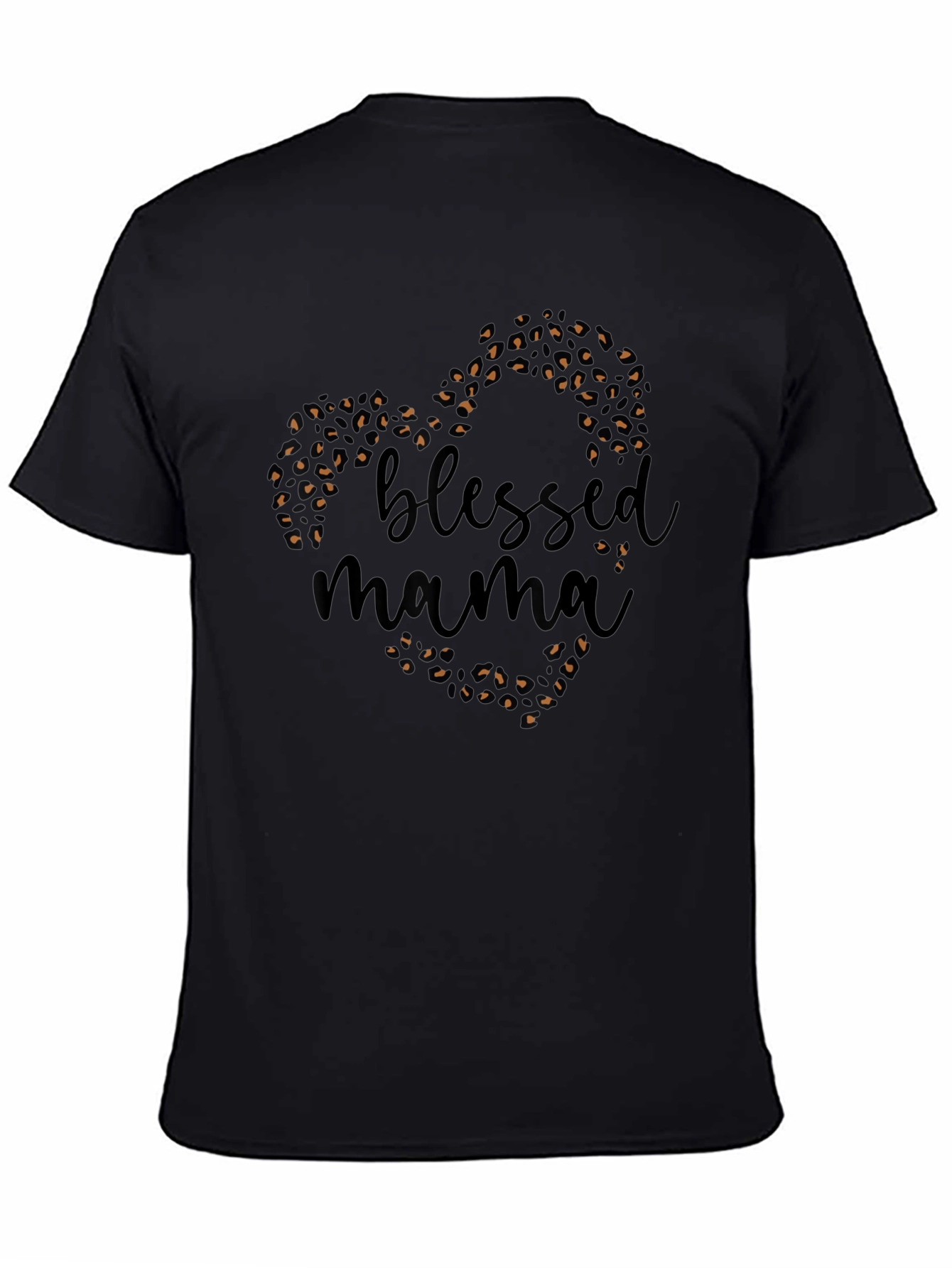 Blessed Mama Leopard Print Heart T-Shirt