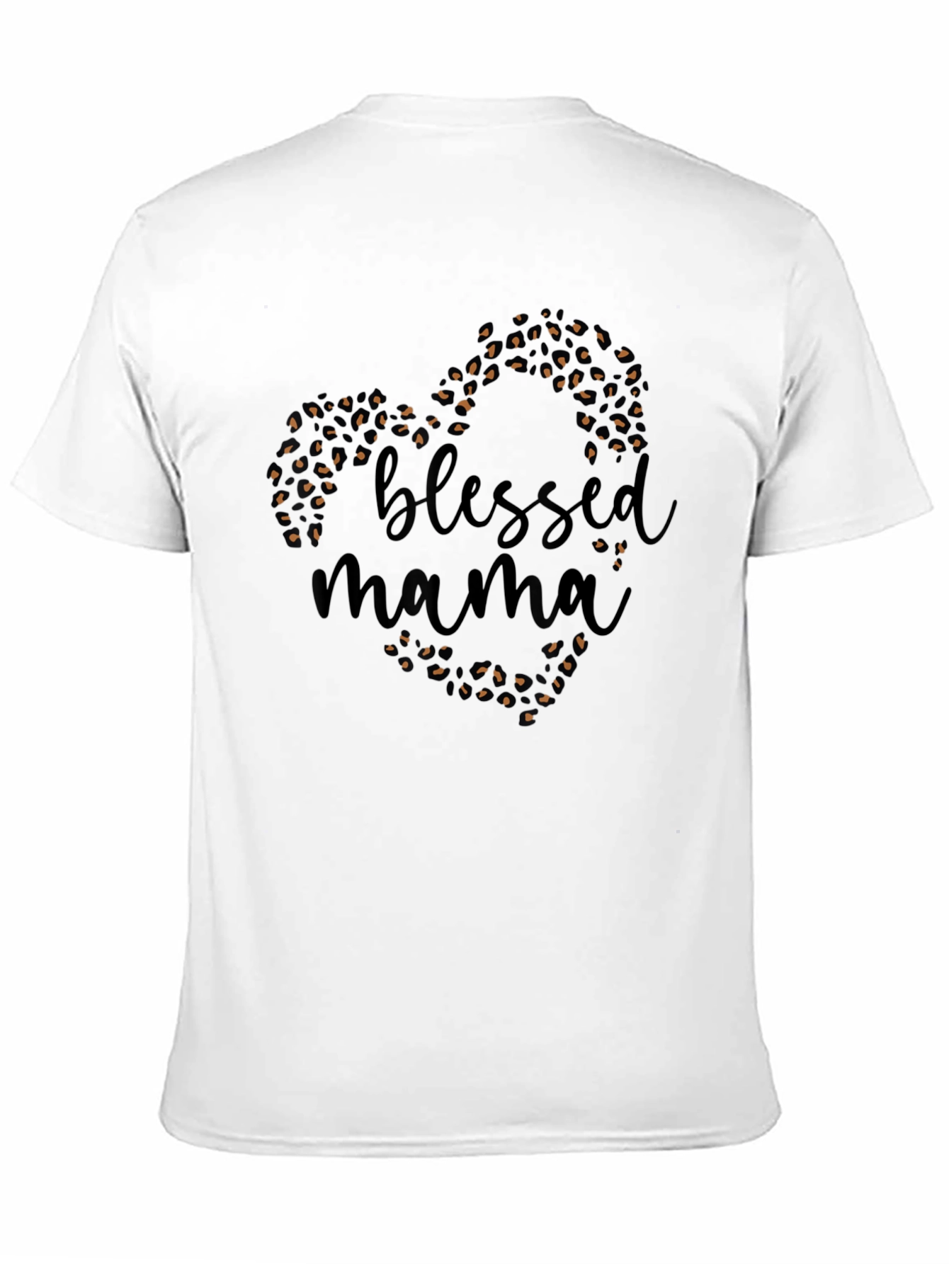 Blessed Mama Leopard Print Heart T-Shirt