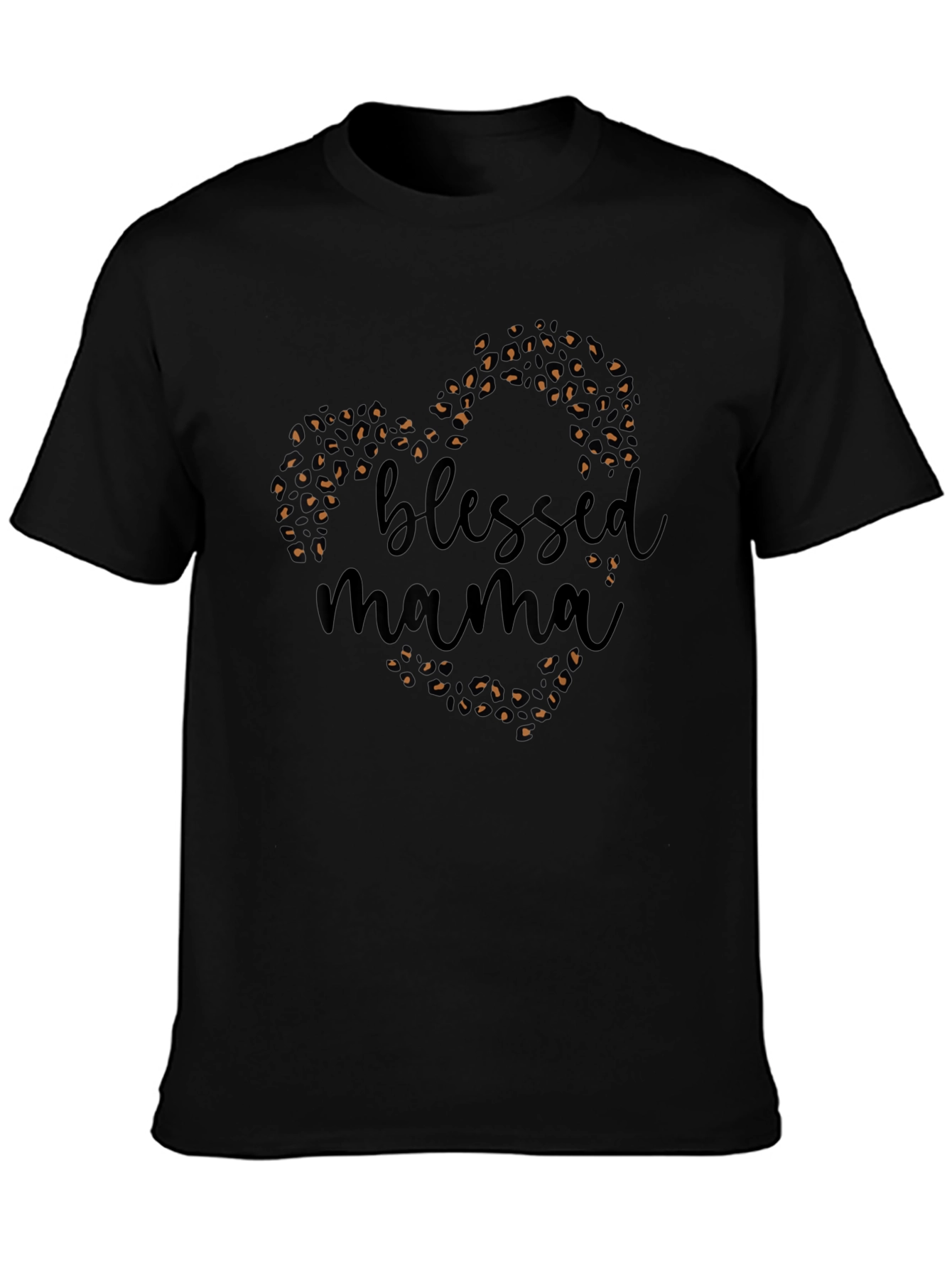 Blessed Mama Leopard Print Heart T-Shirt
