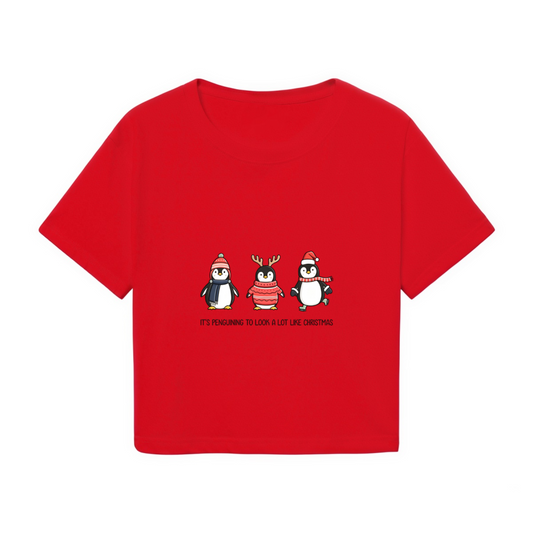It's Penguining To Look Like Christmas Cute Penguin Crop Top