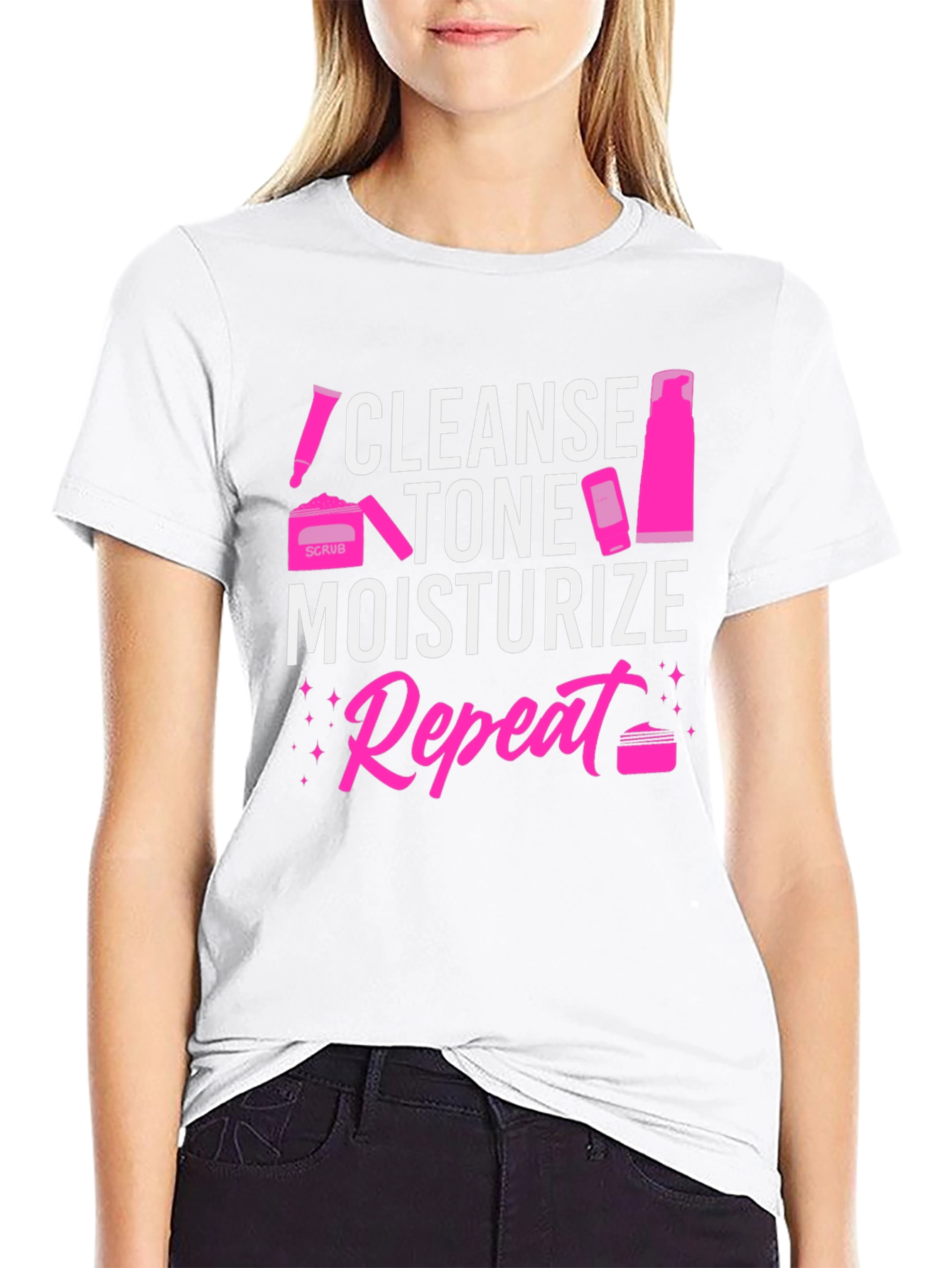 Cleanse Tone Moisturize Repeat Graphic Tee
