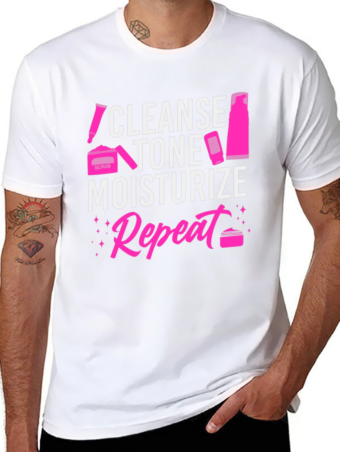 Cleanse Tone Moisturize Repeat Graphic Tee