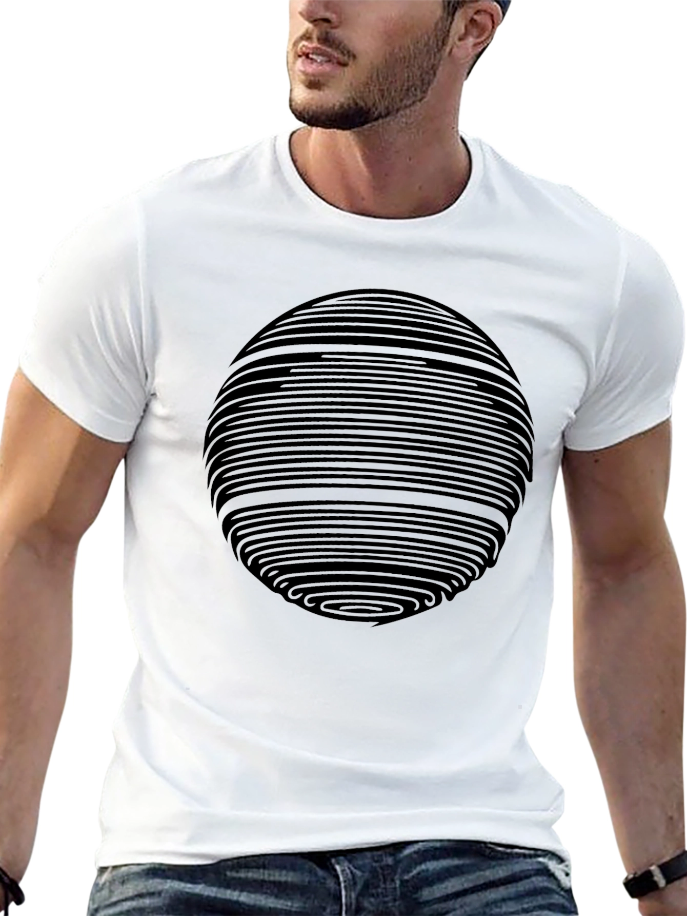 Abstract Geometric Sphere Graphic Print T-Shirt