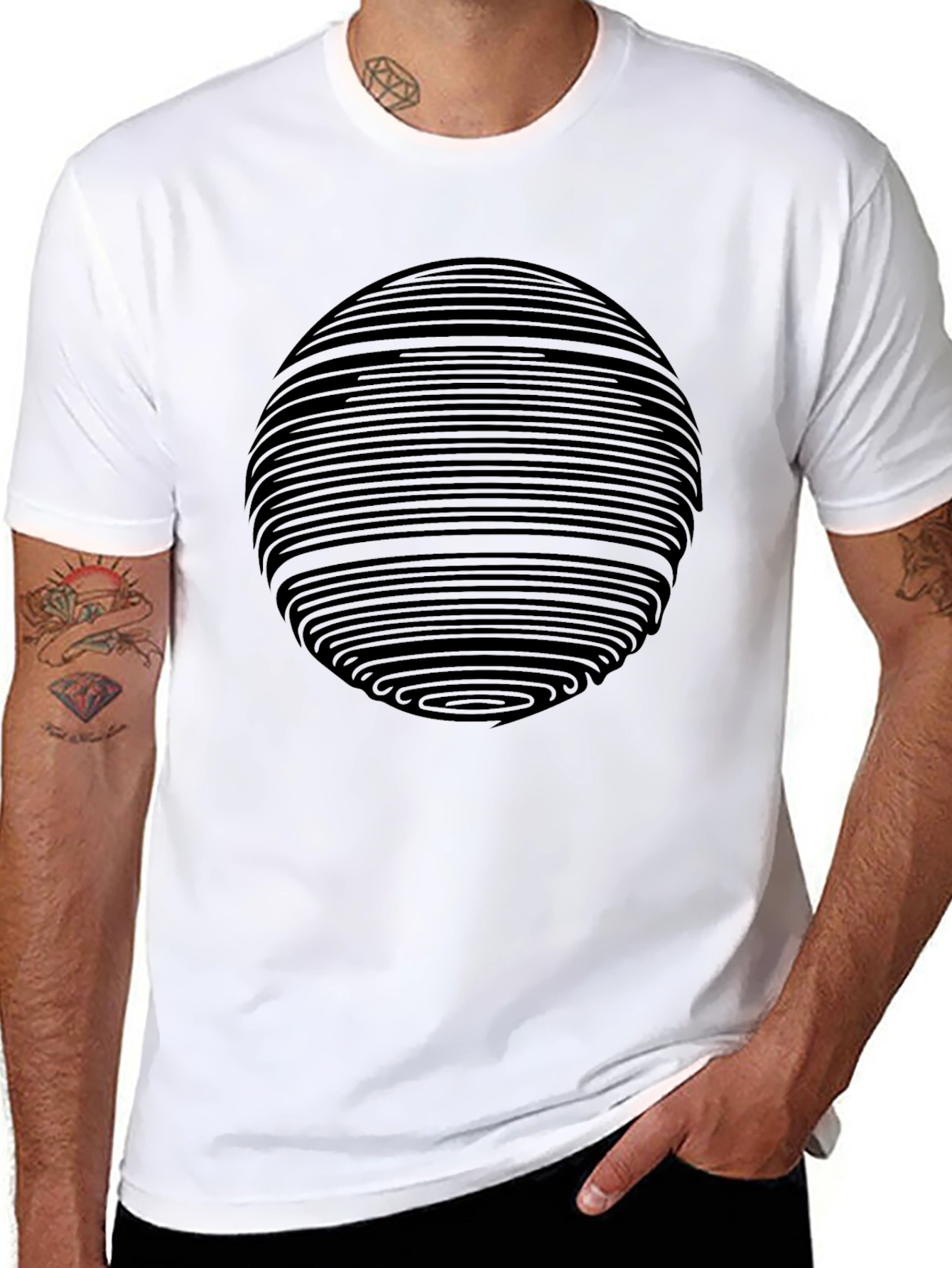 Abstract Geometric Sphere Graphic Print T-Shirt