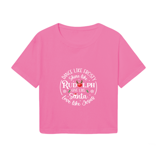 Dance Like Frosty Shine Like Rudolph Christmas Crop Top