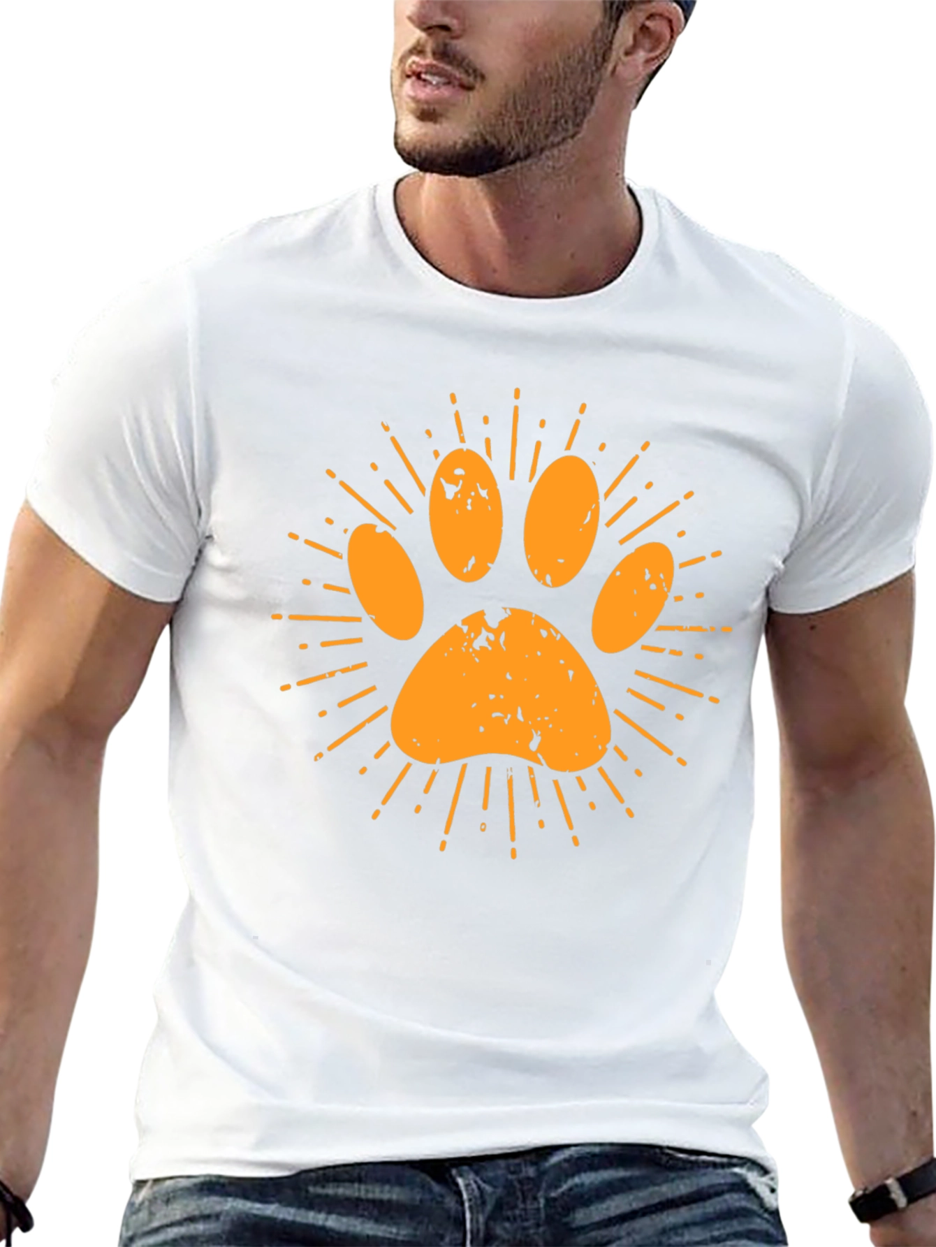 Paw Print Graphic Tee - Casual Black T-Shirt