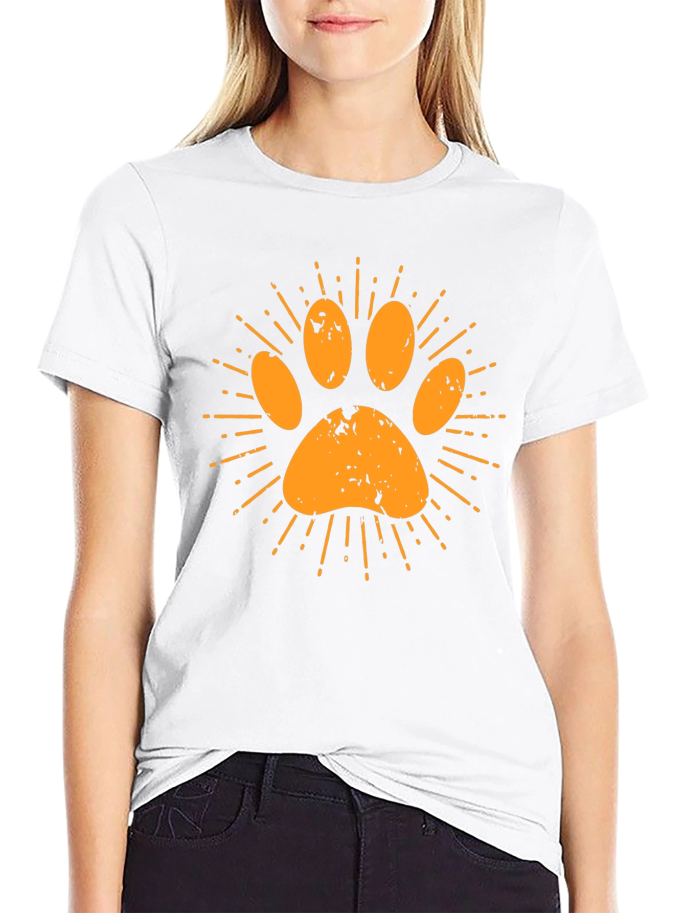 Paw Print Graphic Tee - Casual Black T-Shirt