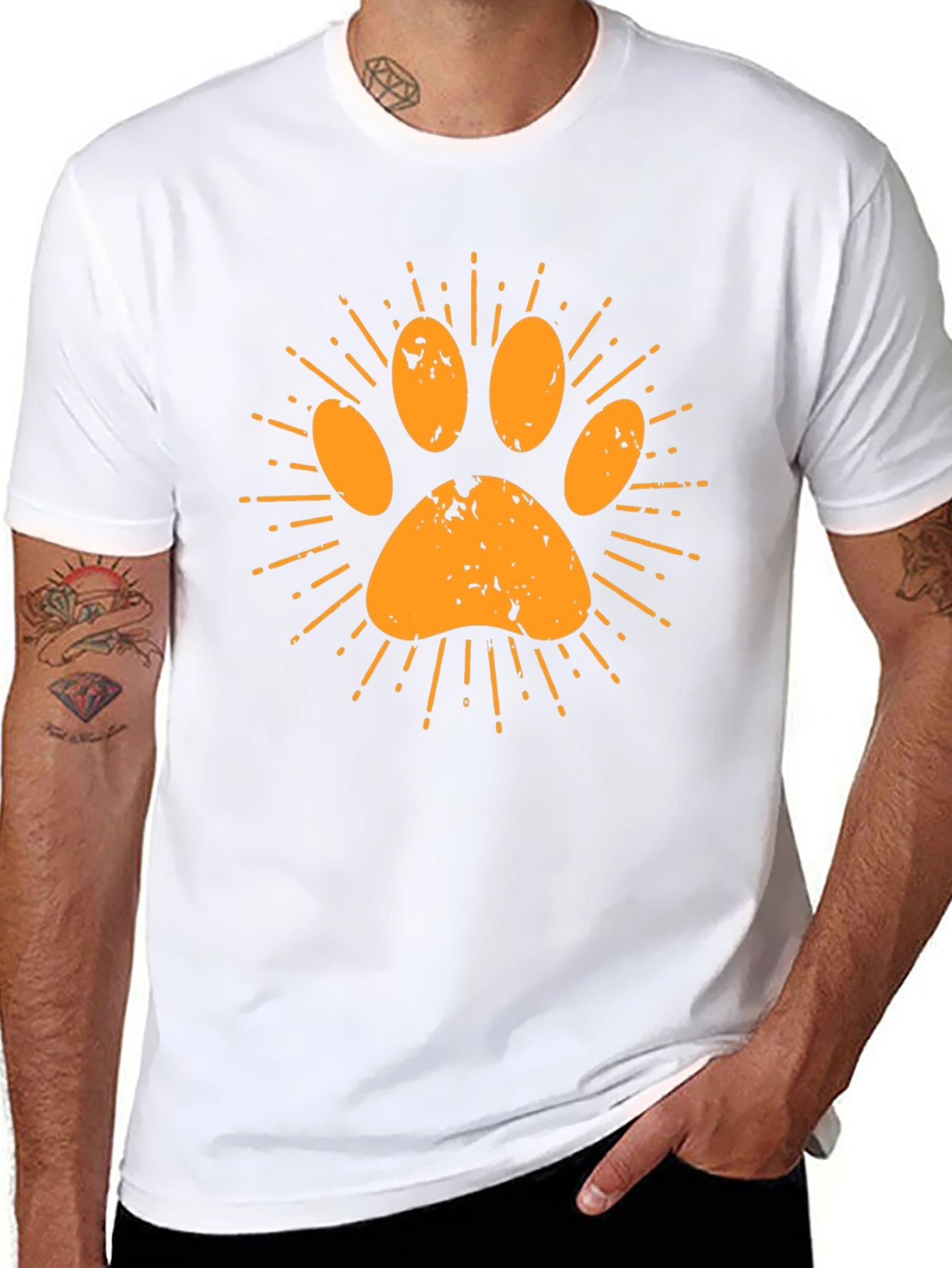 Paw Print Graphic Tee - Casual Black T-Shirt