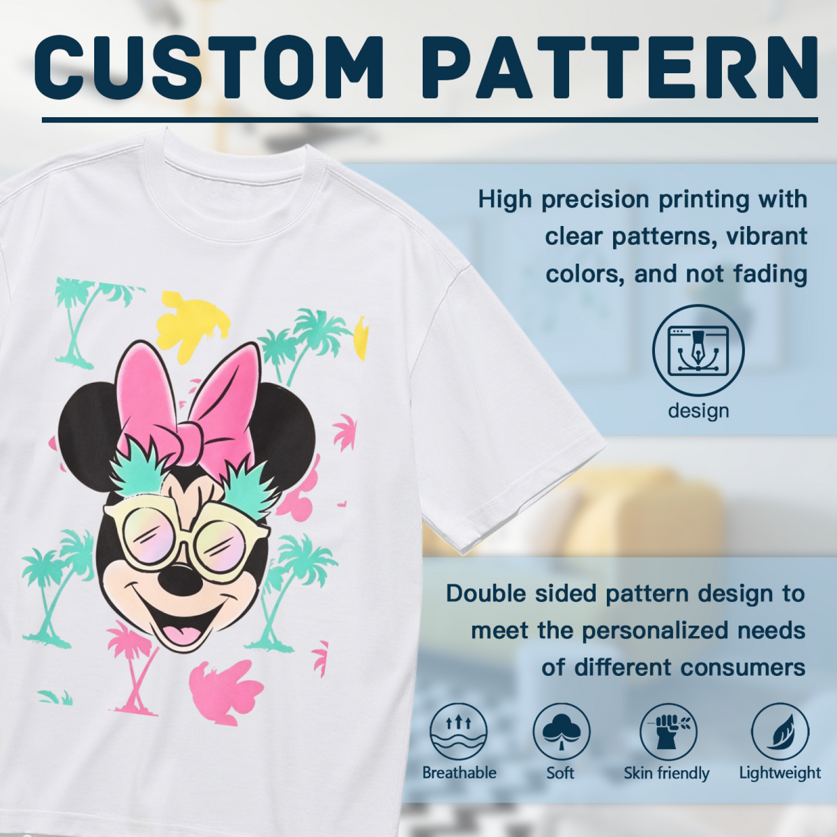 Tropical Summer Minnie Mouse Graphic Plus Size Women Tee
