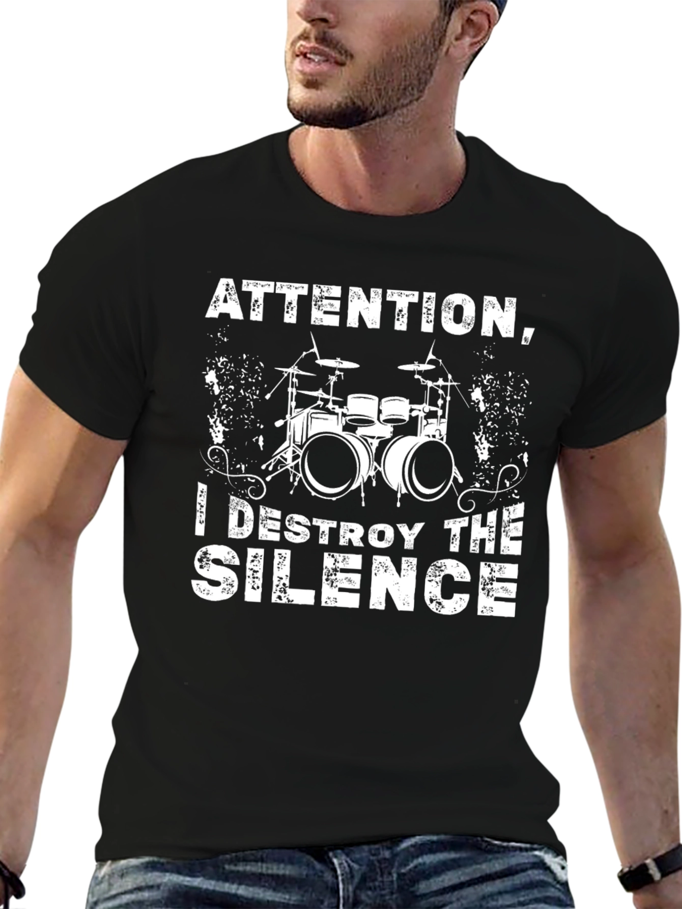 Attention I Destroy The Silence Drummer T-Shirt