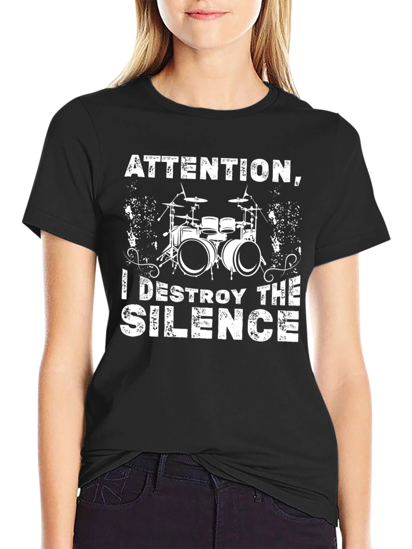 Attention I Destroy The Silence Drummer T-Shirt