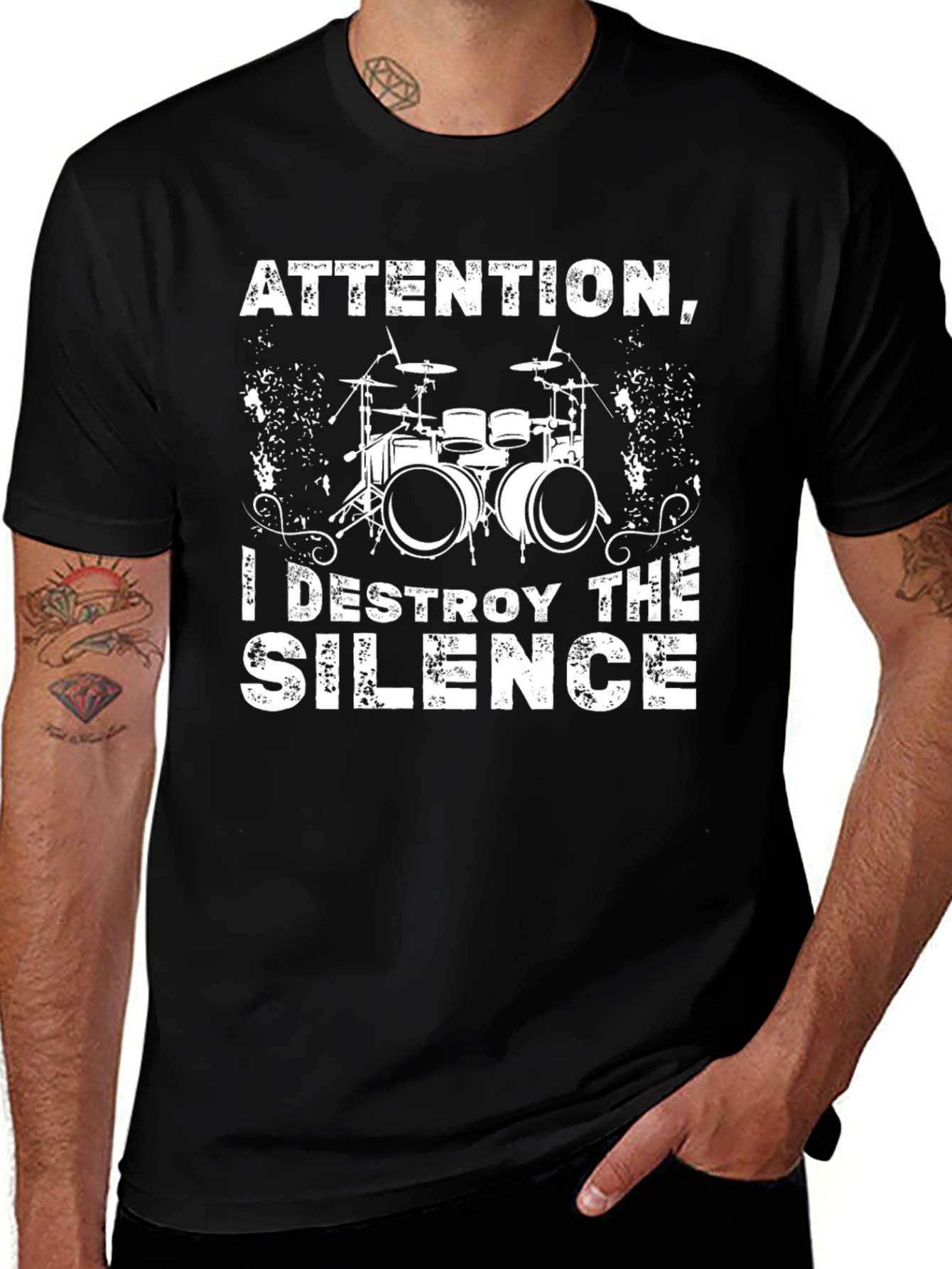 Attention I Destroy The Silence Drummer T-Shirt