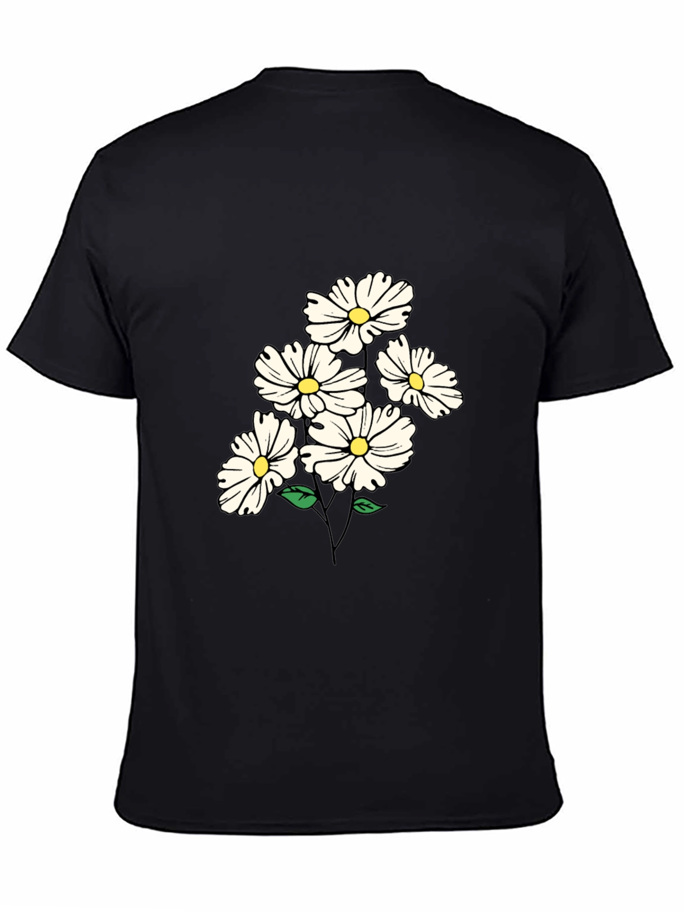 Black Daisy Flower Graphic Tee