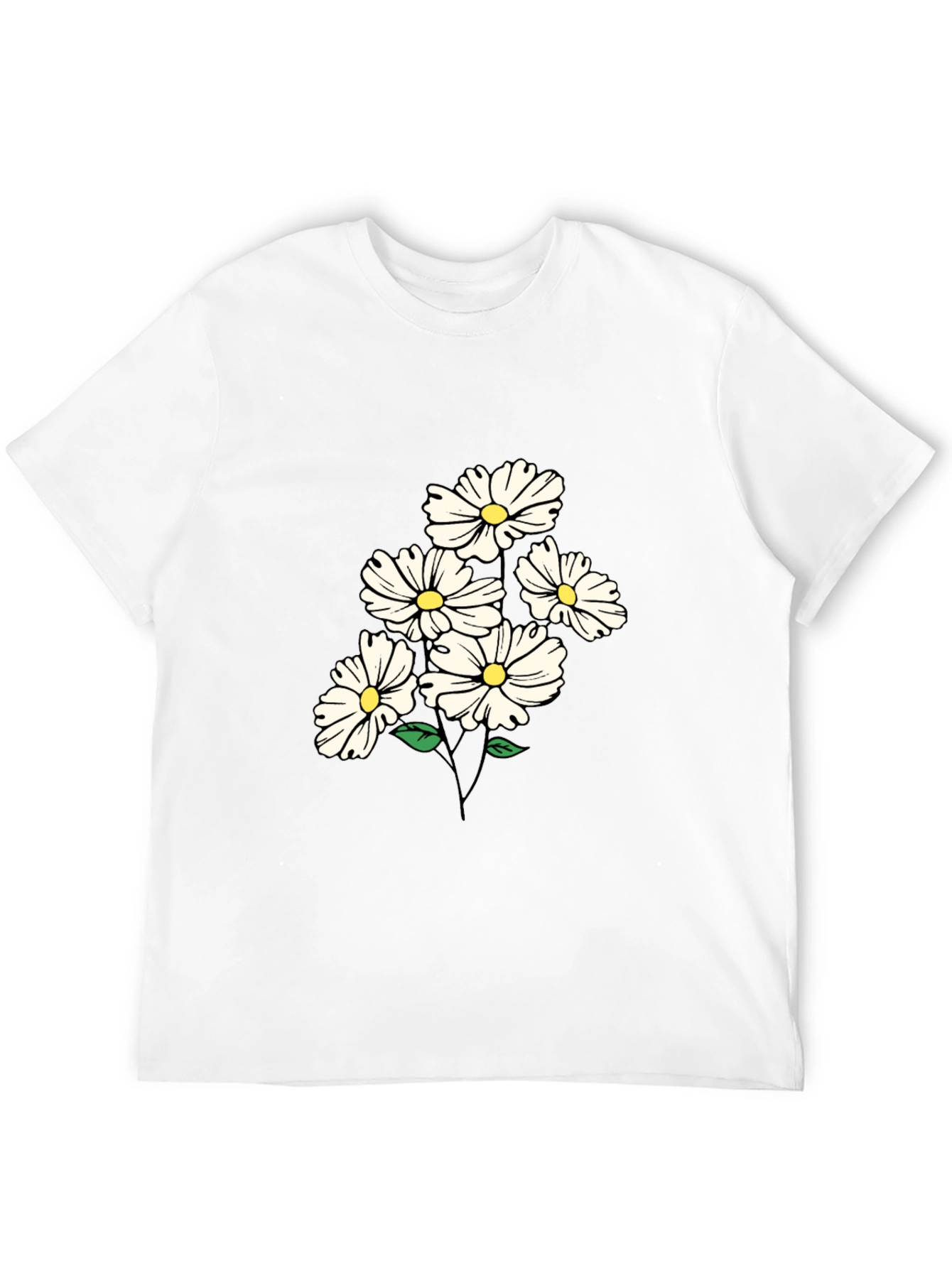 Black Daisy Flower Graphic Tee